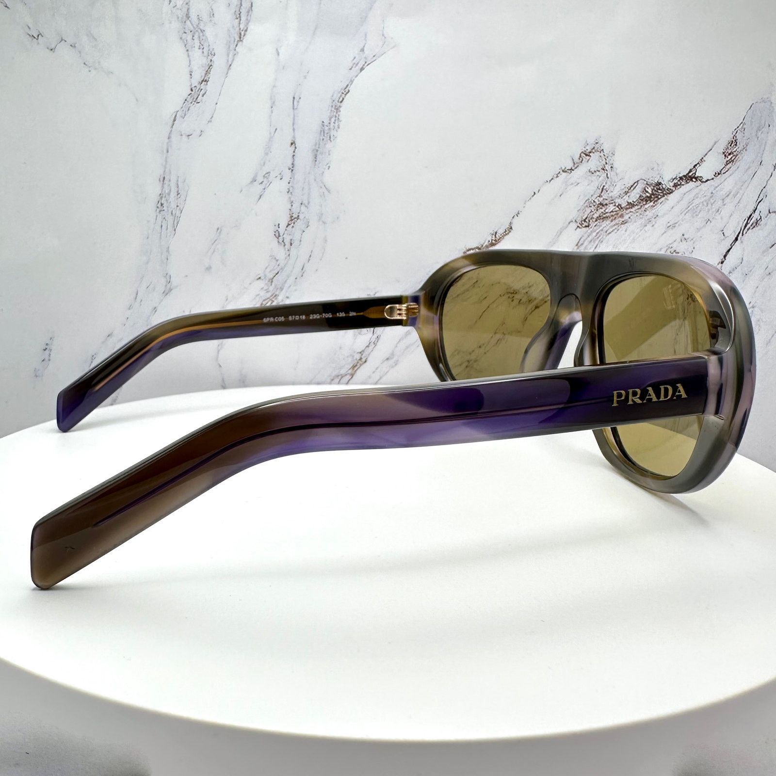 Prada New PRADA Sunglasses Brown Striped Laguna Aviator Shield Size ONE SIZE - 22 Thumbnail