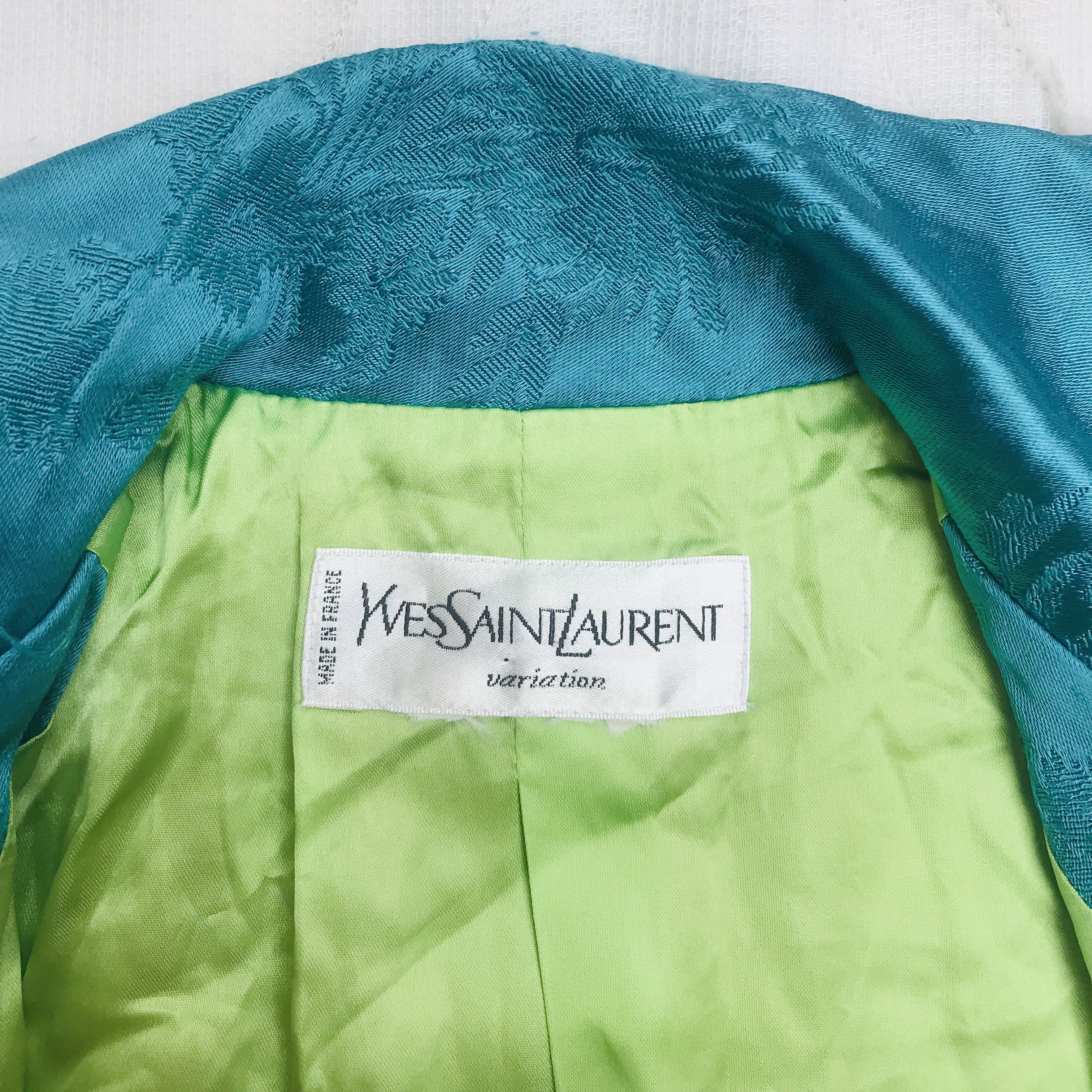 Yves Saint Laurent VINTAGE Yves Saint Laurent YSL Floral Silk Jacquard Blazer Size M / US 6-8 / IT 42-44 - 9 Thumbnail
