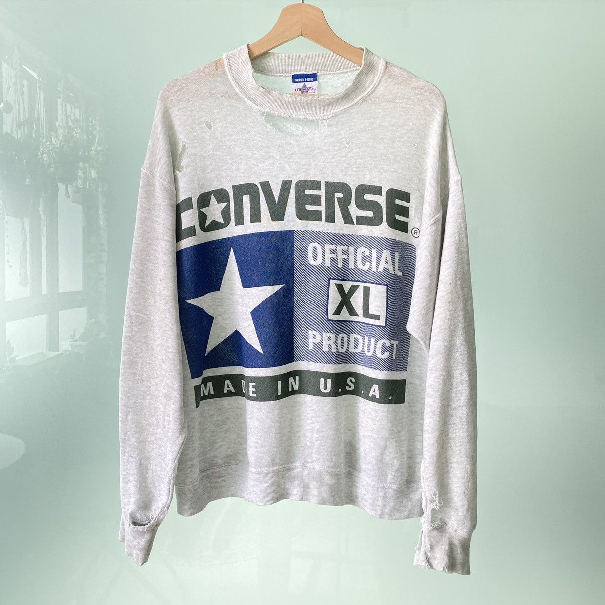 Converse Thrashed Vintage 80s Converse ERD GRUNGE Sweatshirt Size US XL / EU 56 / 4 - 5 Thumbnail
