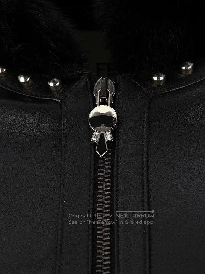 Fendi FENDI Black Leather Jacket with Fur Collar. Size US S / EU 44-46 / 1 - 2 Thumbnail