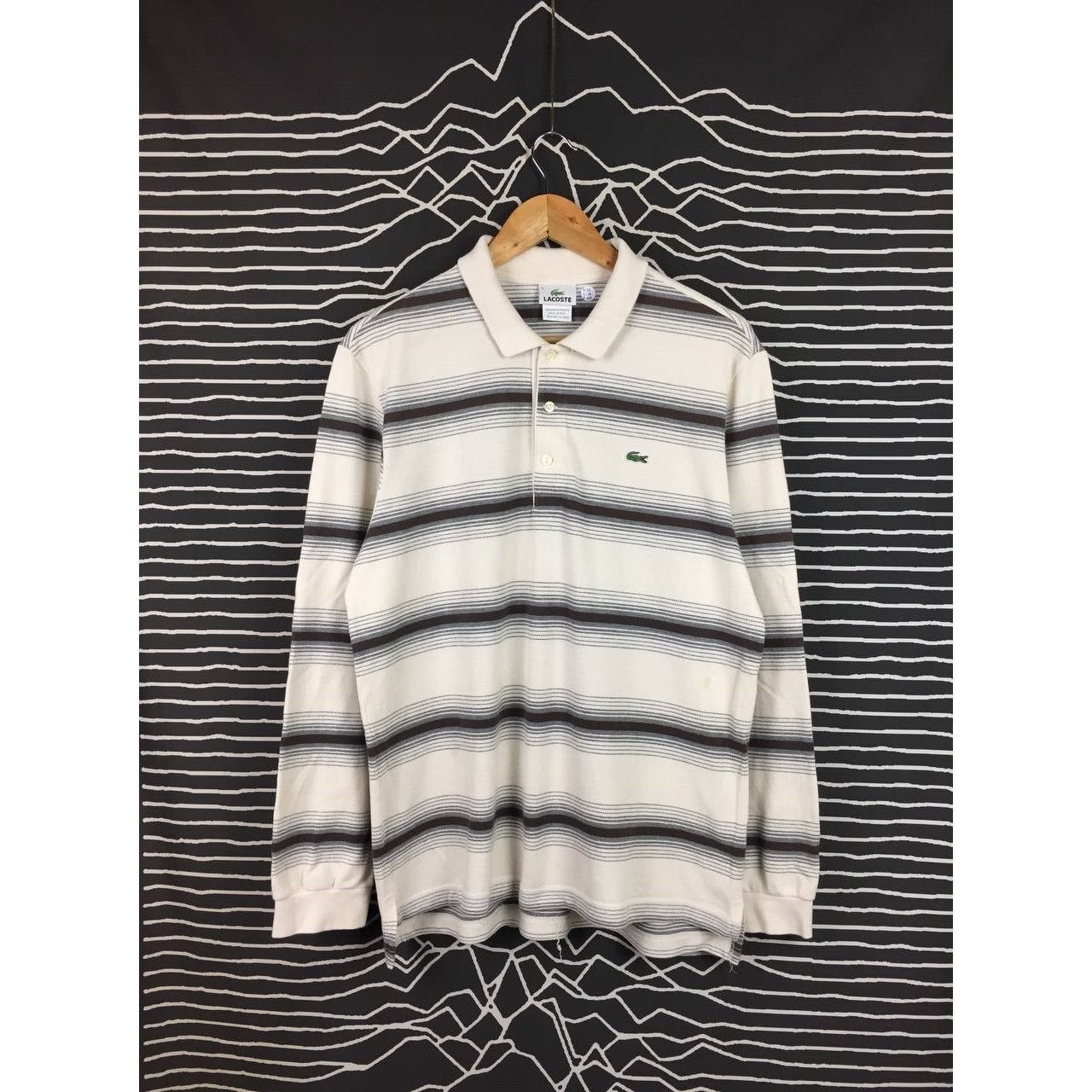 Lacoste × Vintage Vtg Lacoste Small Logo Striped Longsleeve Polo Tee Size US L / EU 52-54 / 3 - 2 Thumbnail
