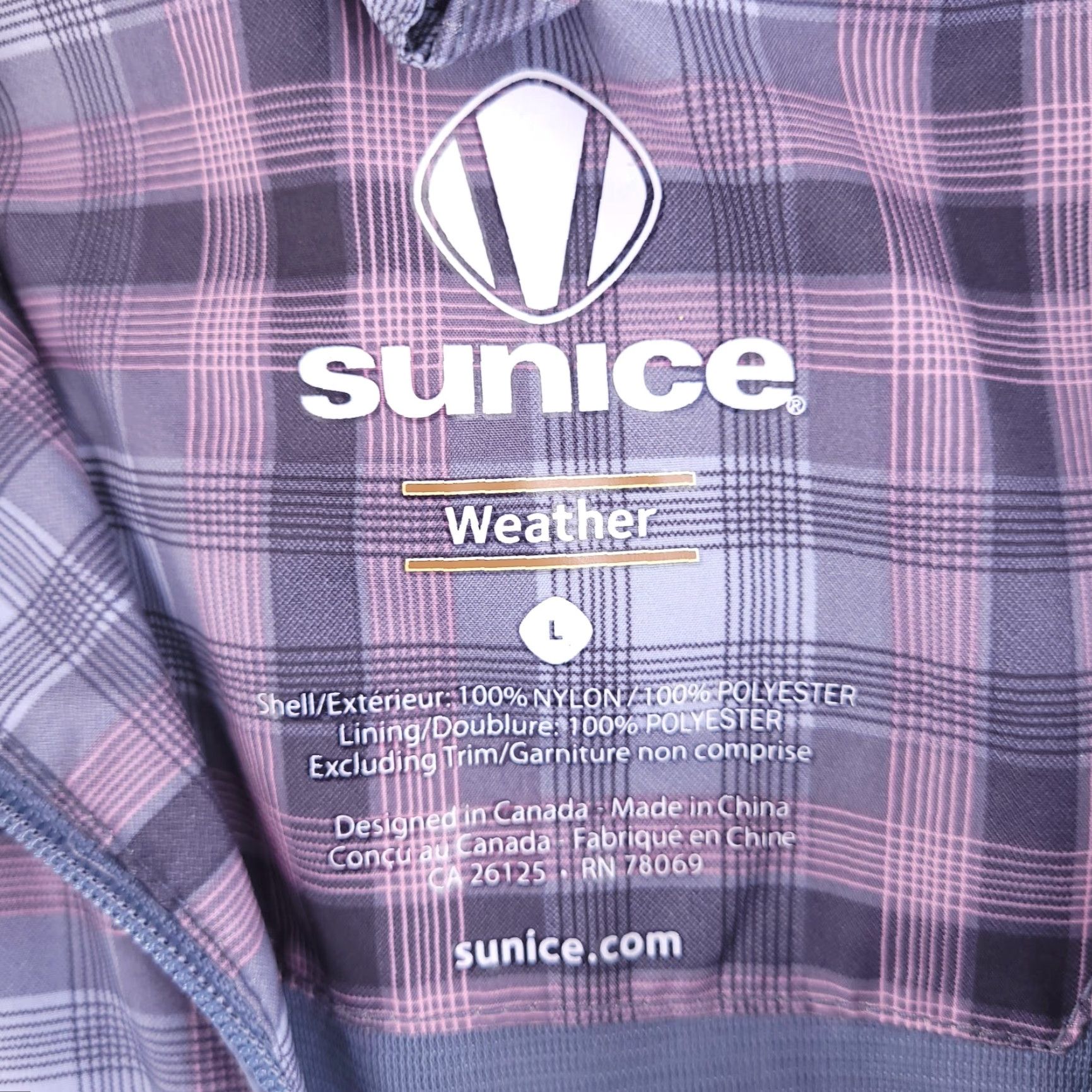 Vintage Sunice Jacket Womens Large Purple Plaid Quarter Zip Sweater Nylon Weather Check Size L / US 10 / IT 46 - 3 Thumbnail