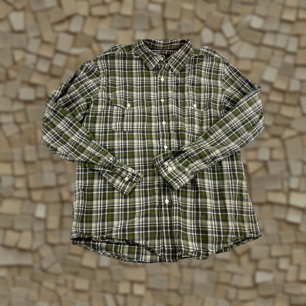 Tasso Elba Tasso Elba Shirt Men's Size M Green Cream Plaid Button Up Long Sleeve Pockets Size US M / EU 48-50 / 2 - 1 Thumbnail