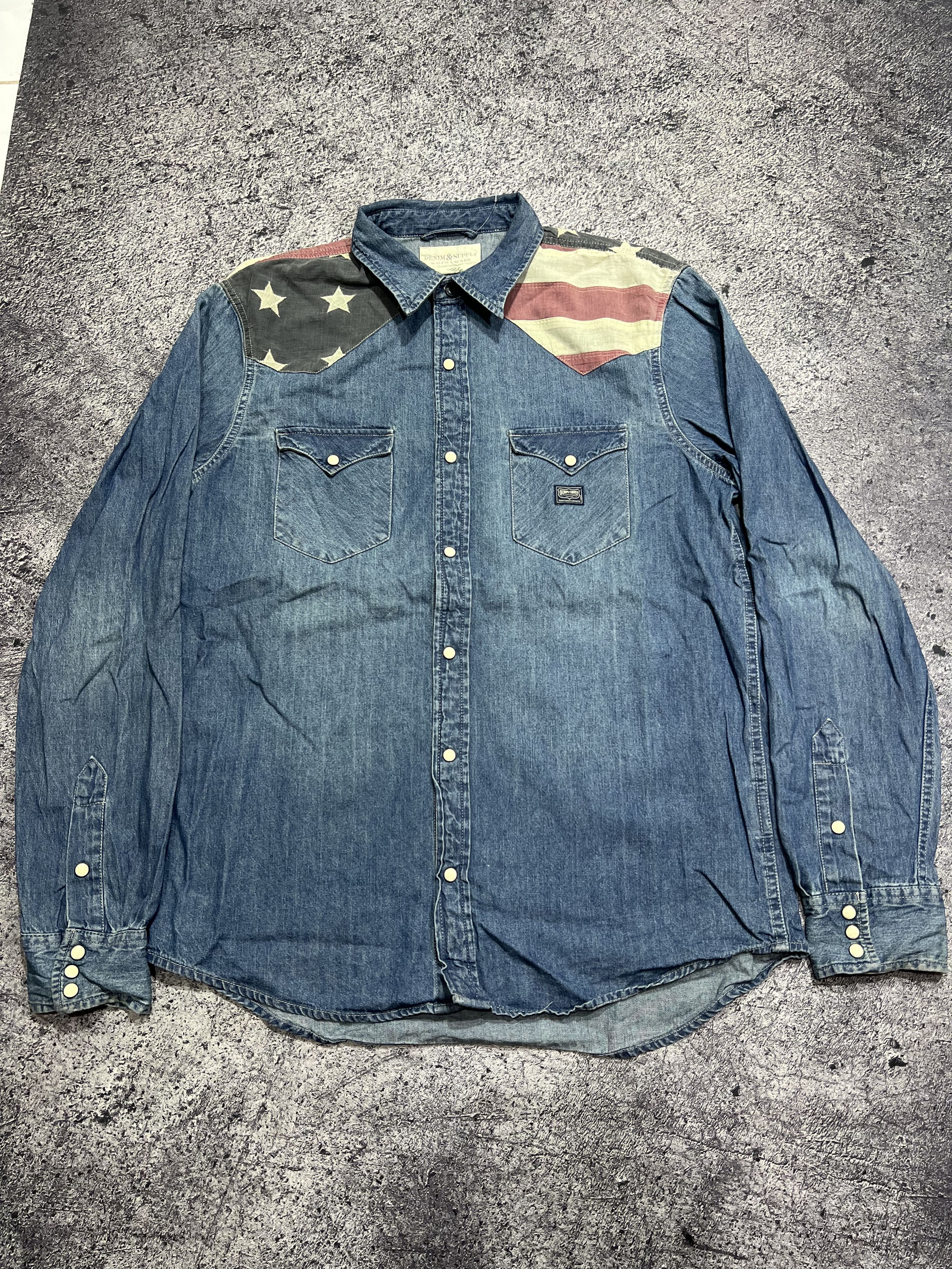 Kapital 2000s Archival Polo Ralph Lauren RRL Denim Jeans Shirt y2k Size US L / EU 52-54 / 3 - 1 Thumbnail