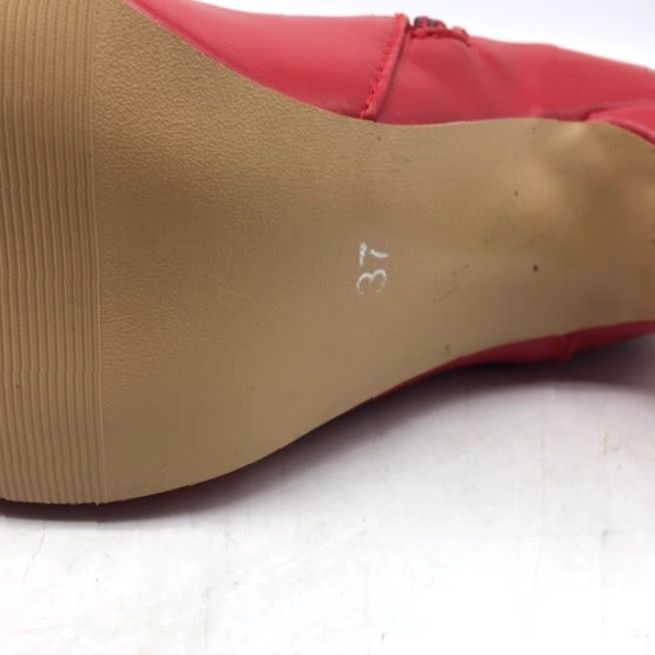 Vintage GF Sexy pointed toe stiletto heel boots - Buckle zipper short ankel boots Red Womens 6.5 US 37 EU Size 28" / US 6 / IT 42 - 6 Thumbnail
