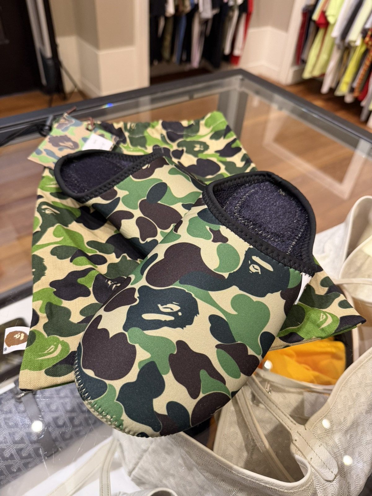 Bape Bape ABC Slippers & Pouch Set - Green Camo Size US 7 / EU 40 - 1 Thumbnail