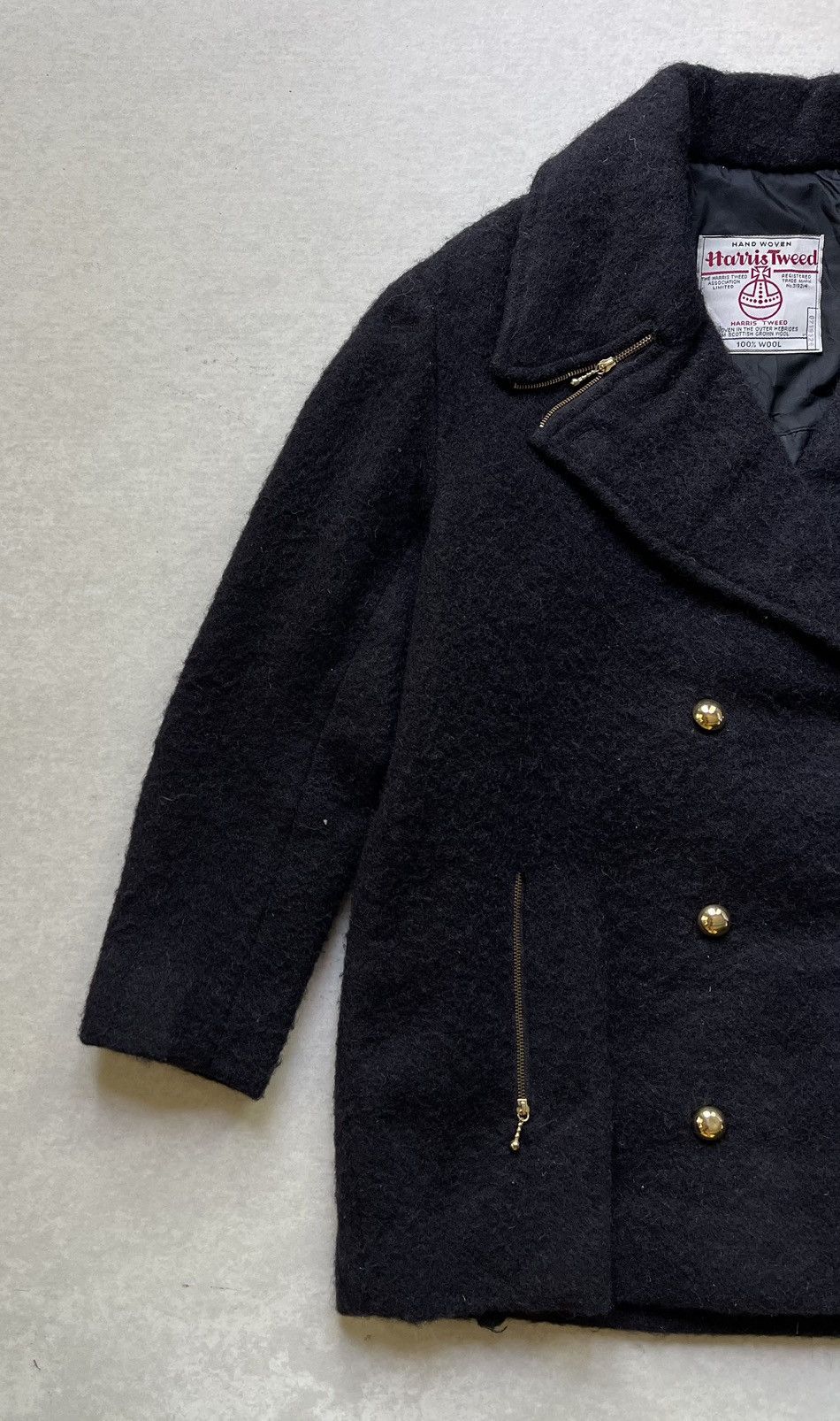 Harris Tweed 🔥Vtg Harris Tweed Women's Wool Double Breasted Zipper Coat Size L / US 10 / IT 46 - 3 Thumbnail