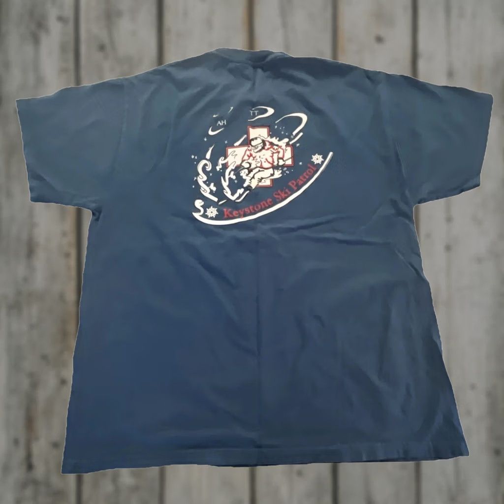 Doublet Hanes Beefy T Keystone Ski Patrol T Shirt Men’s Large Graphics Double Sided Blue Colorado Size US L / EU 52-54 / 3 - 1 Thumbnail