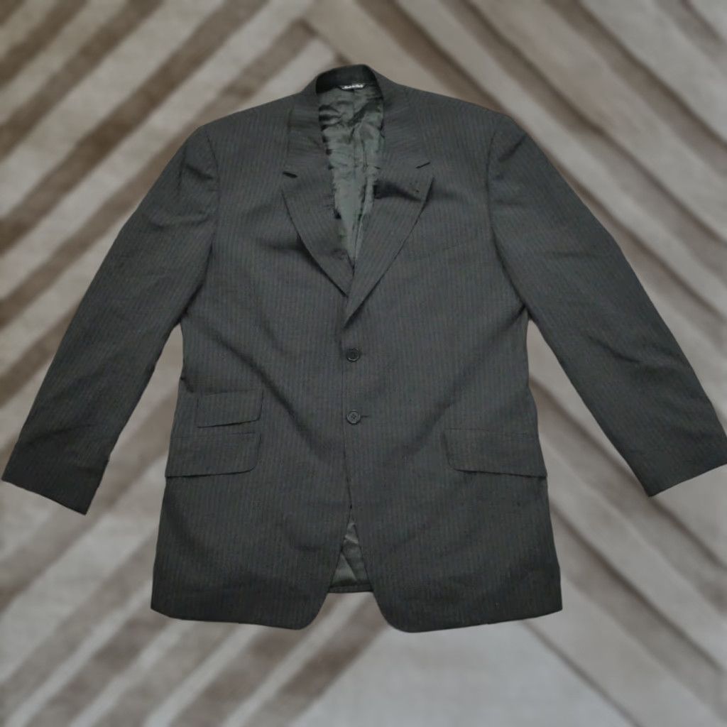 Paul Smith VINTAGE Paul Smith Blazer Mens 46 Black Wool Striped Jacket Overcoat Classic 6/10 Italian Size 46R - 1 Thumbnail