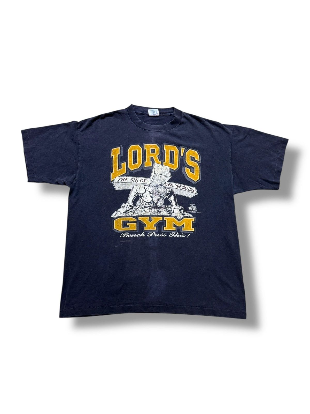 Vintage *RARE* VINTAGE 1990 90s LORD’S GYM GOD BODYBUILDING T-SHIRT Size US XXL / EU 58 / 5 - 1 Thumbnail