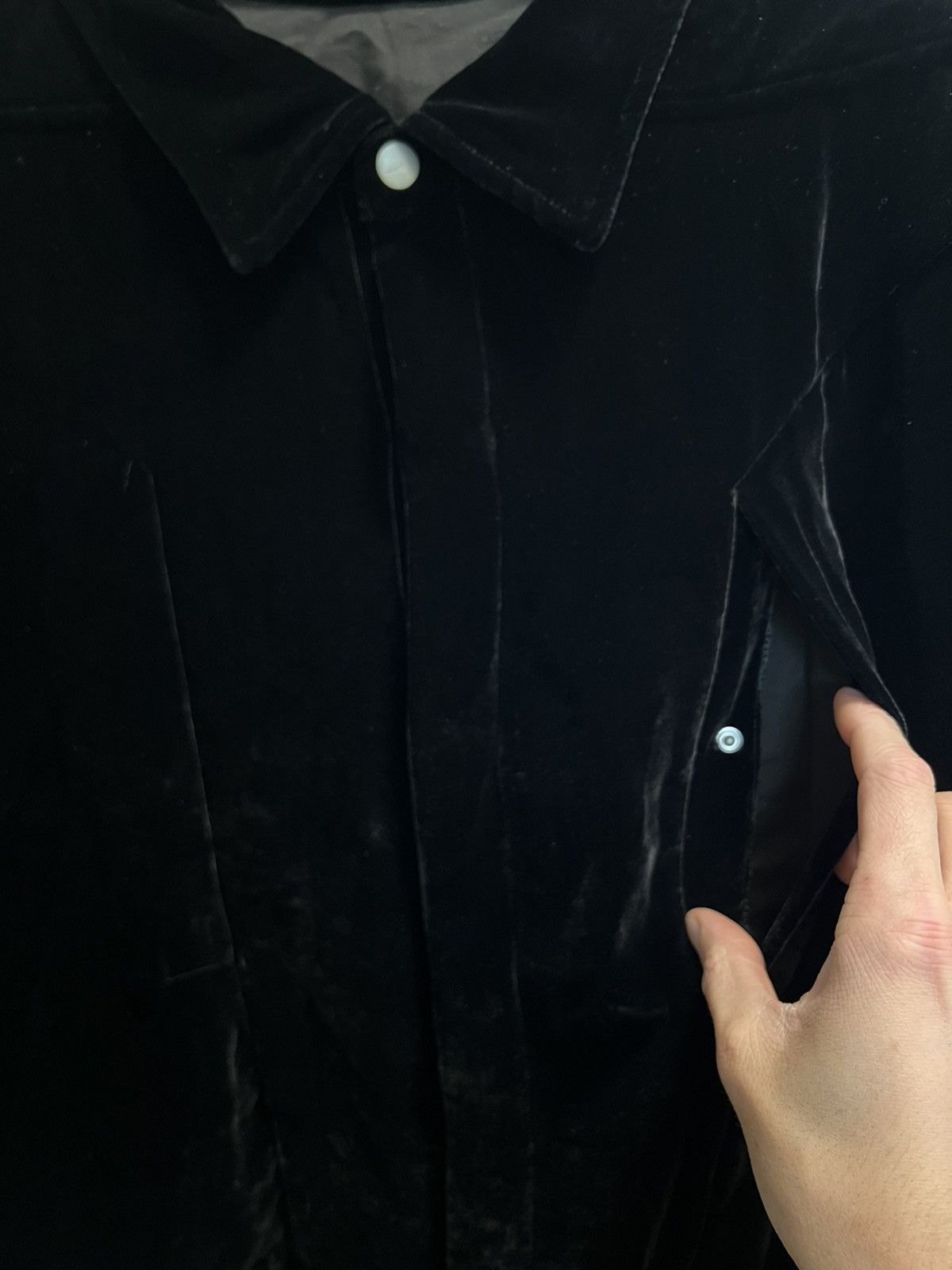 Rick Owens RICK OWENS LUXOR BLACK VELVET BUTTON UP Size US L / EU 52-54 / 3 - 5 Thumbnail