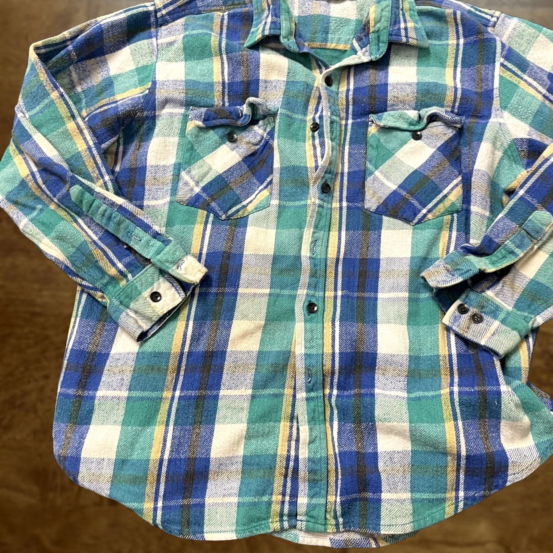 McGregor VINTAGE McGregor Shirt Mens XL Blue Green Plaid Flannel Button Front Cotton Size US XL / EU 56 / 4 - 1 Thumbnail
