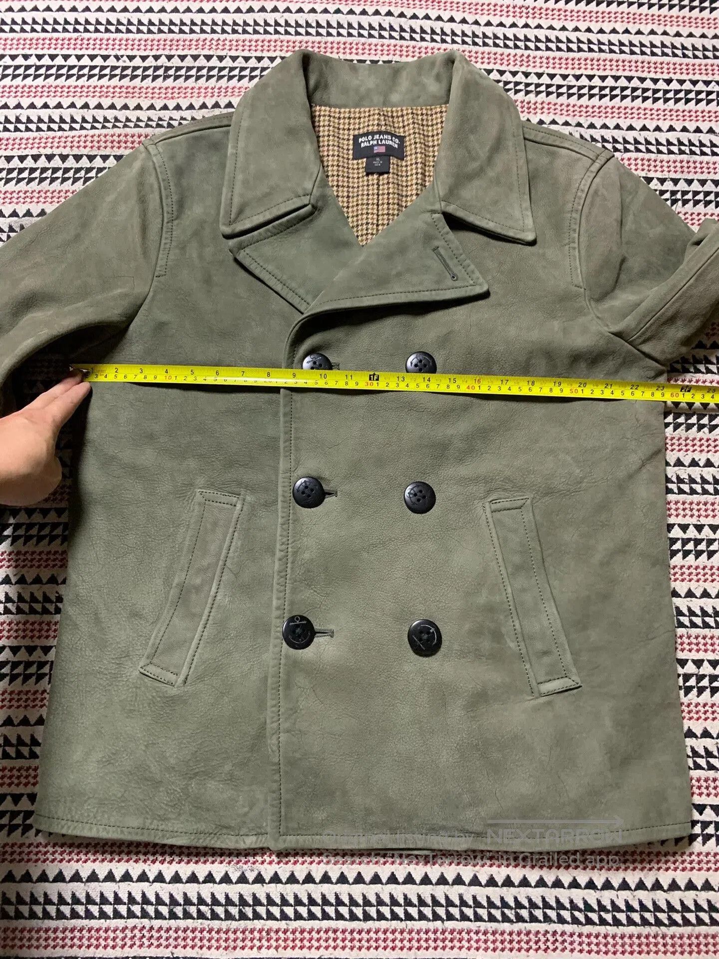 Vintage green peacoat jacket with wool lining. Size US XL / EU 56 / 4 - 8 Thumbnail