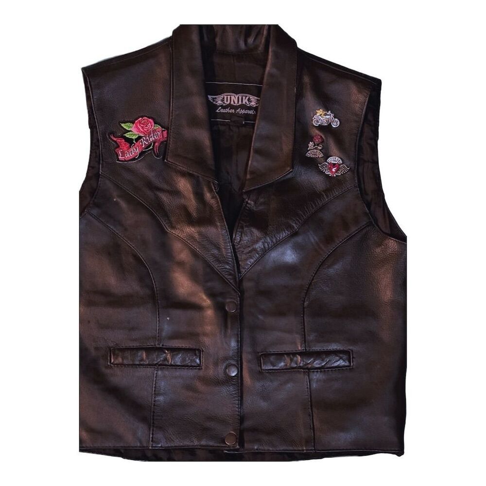 Vintage Vintage UNIK Y2K Black Leather Biker Vest L with Vintage Pi Size L / US 10 / IT 46 - 3 Thumbnail