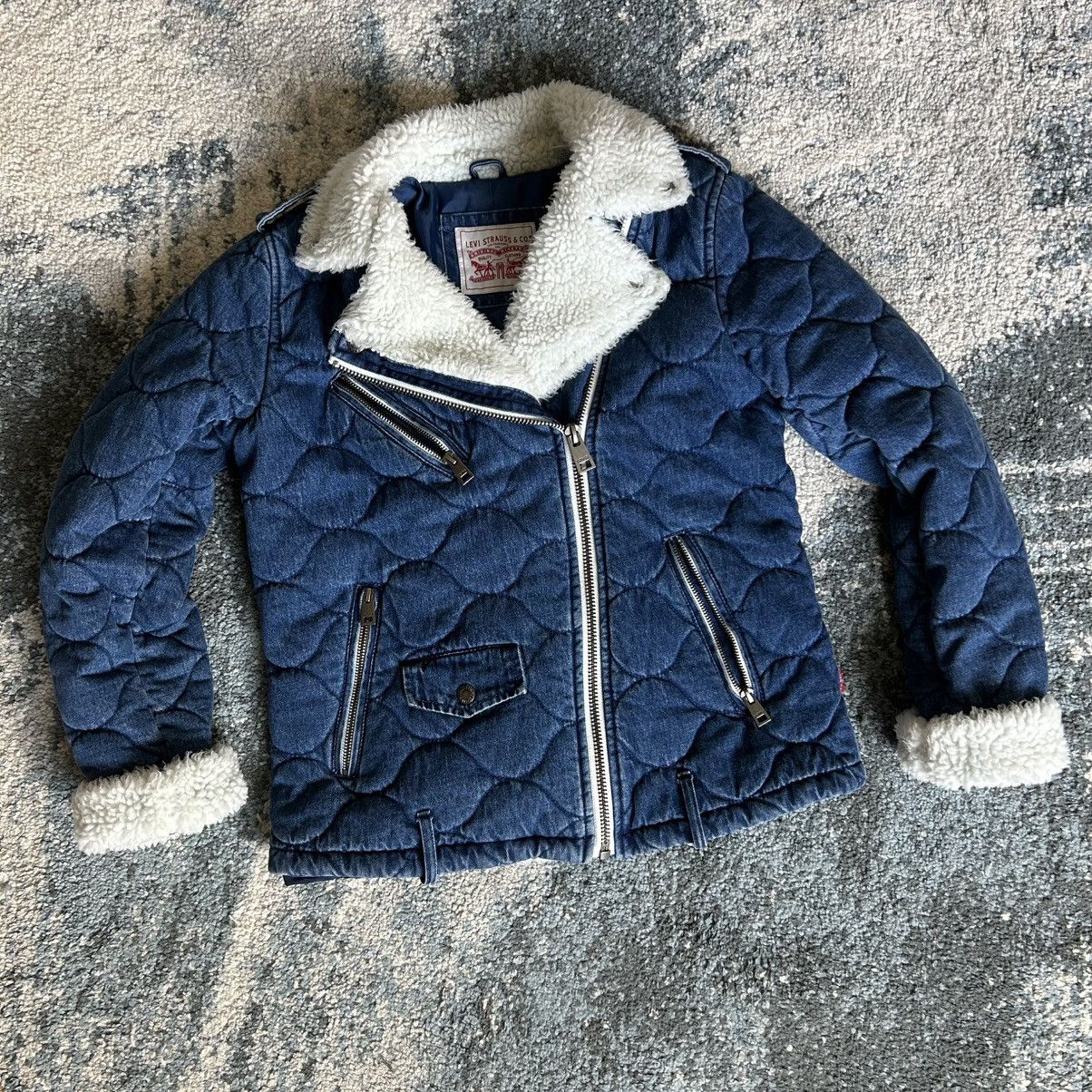 Levi's QUiLTED iNDiGO NATURAL WHiTE SHERPA LiNED TANKER JACKET ZiP Size XS / US 0-2 / IT 36-38 - 7 Thumbnail