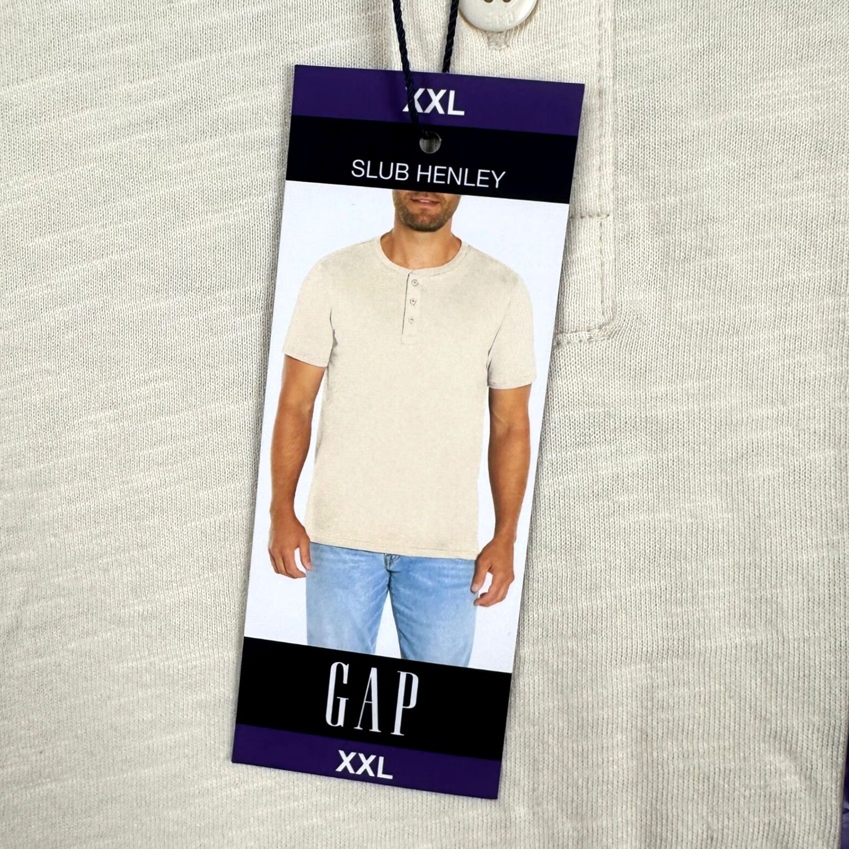Gap Gap Mens Henley T-Shirt 2XL Light Yellow Short Sleeve Slub Cotton Casual Tee NEW Size US XXL / EU 58 / 5 - 2 Thumbnail
