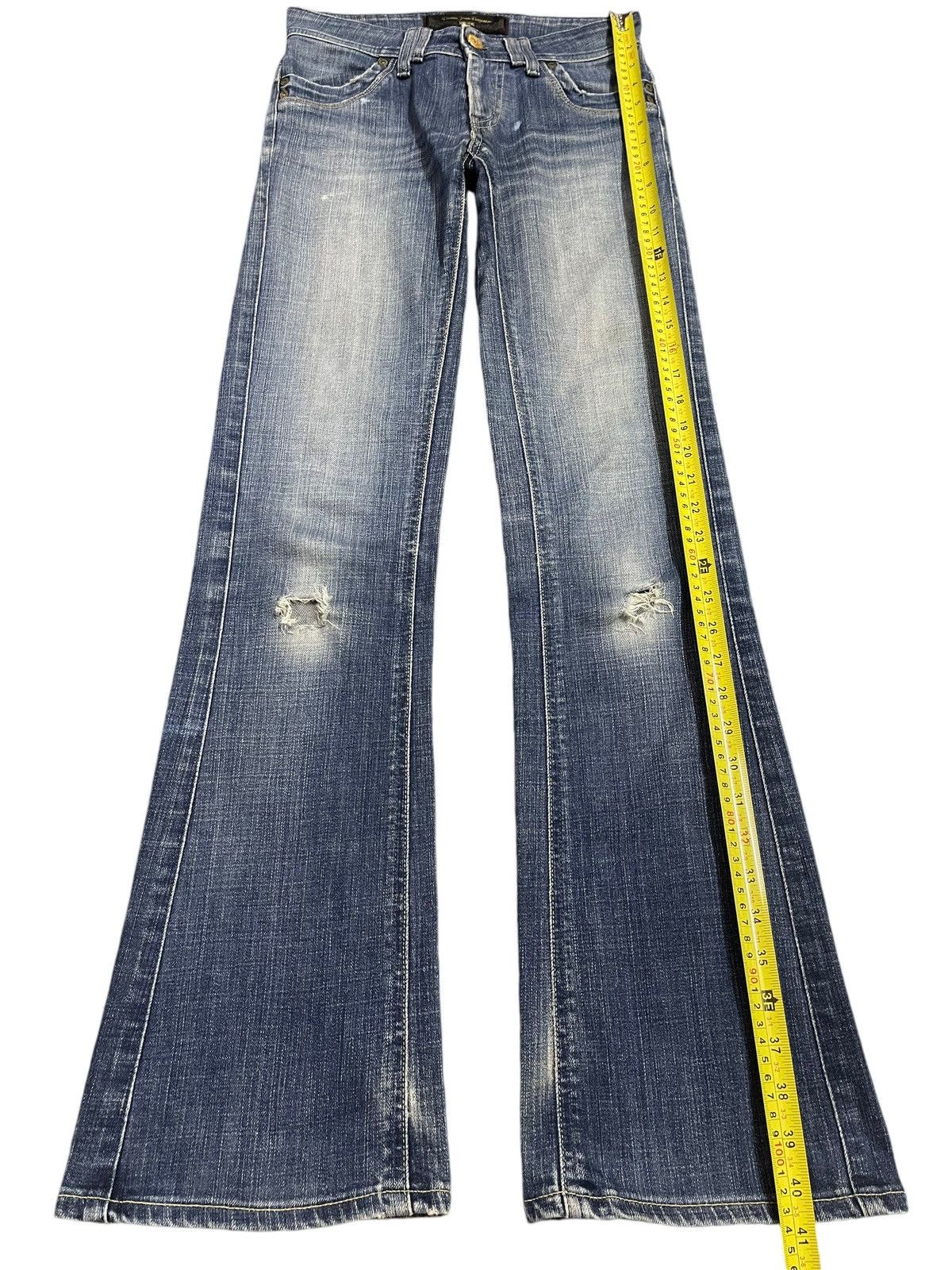 Ksubi Vintage Japanese Brand Blue Wash Distressed Bootcut Jeans Size 27" / US 4 / IT 40 - 12 Thumbnail