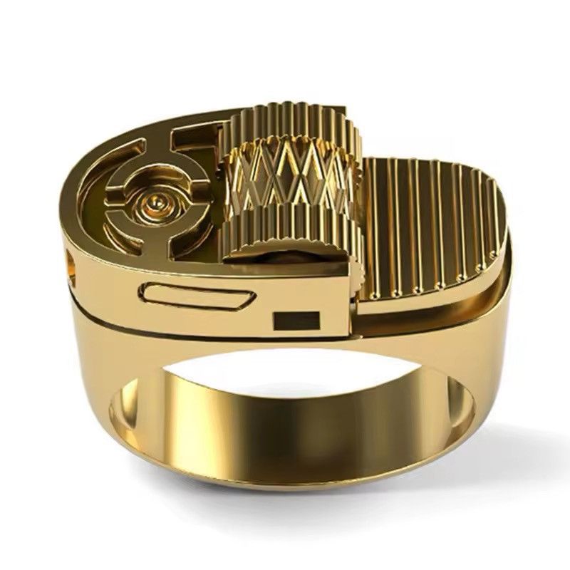 Vintage New Gold Creative Lighter Ring Size ONE SIZE - 2 Thumbnail