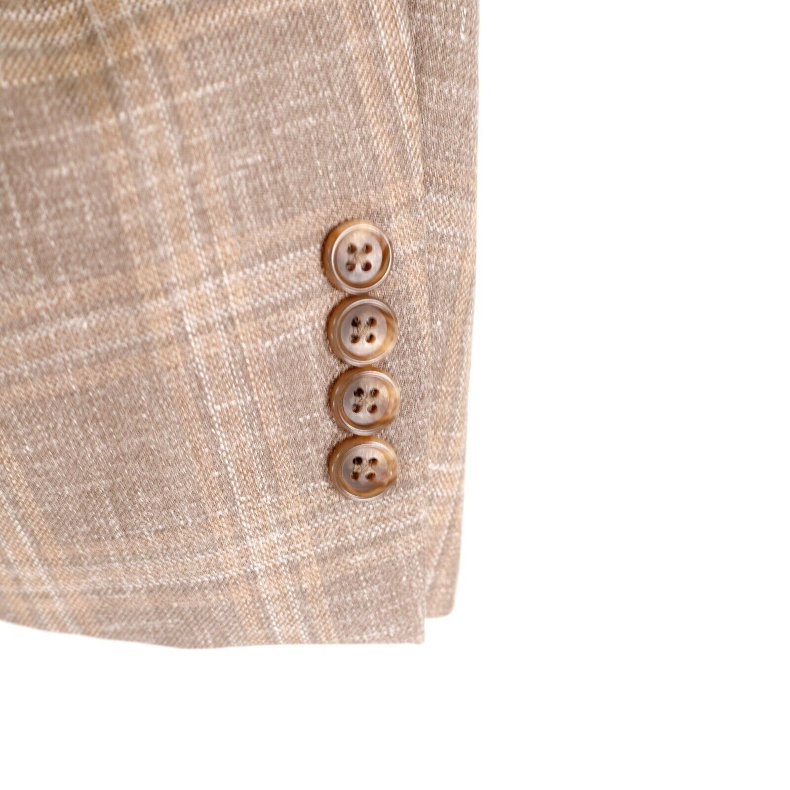 Jos. A. Bank Jos A Bank Signature Wool Silk Linen Beige Tan Plaid 2 Butto Size 40L - 3 Thumbnail