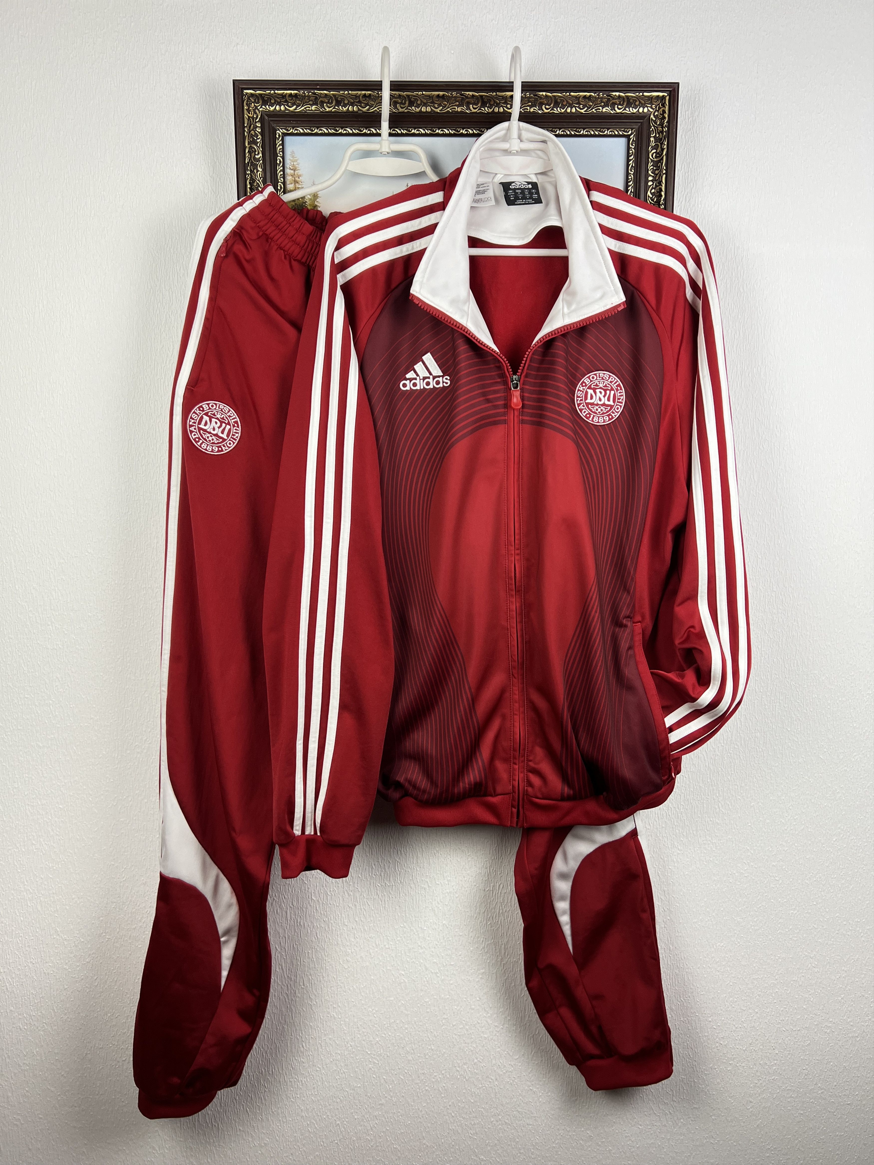 Adidas Vintage Adidas Denmark Football Suit Soccer Jacket Pants Set Size US M / EU 48-50 / 2 - 1 Thumbnail