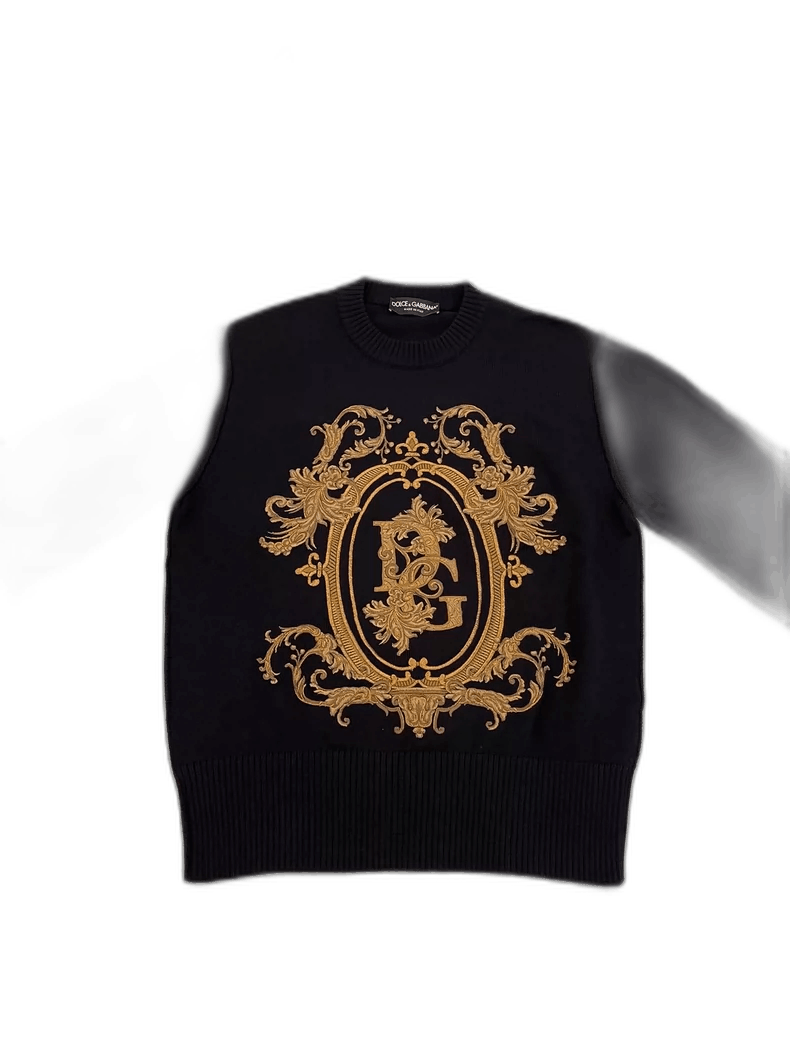 Dolce & Gabbana Dolce & Gabbana Black Wool Sweater with Embroidery Size US L / EU 52-54 / 3 - 1 Thumbnail