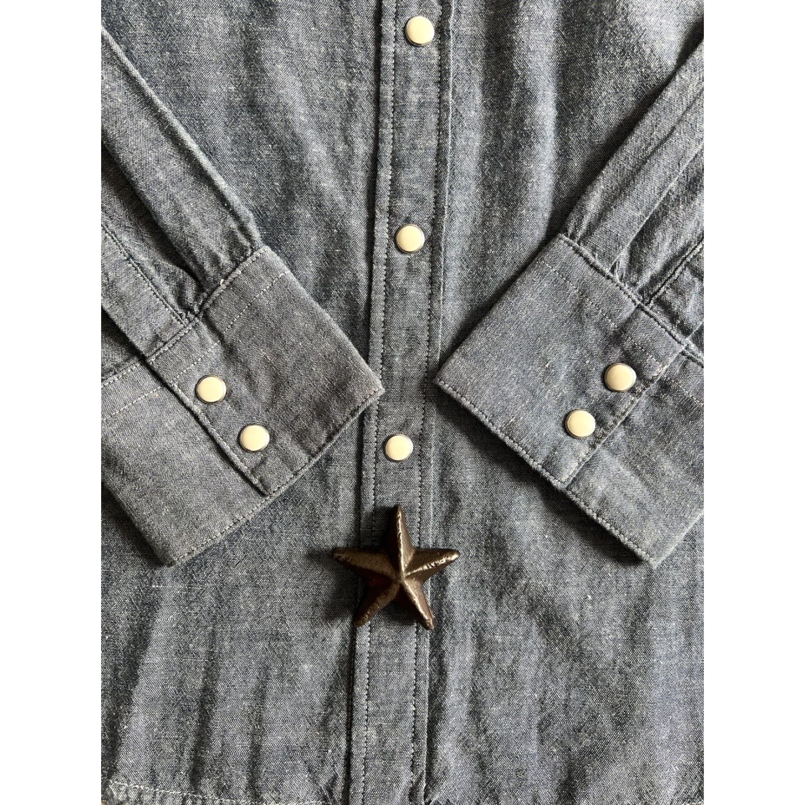 Levi's VINTAGE LEVIS Chambray Barstow Western Shirt M 2014 Pearl Snaps Mint Blue Solid Mens Regular Size US M / EU 48-50 / 2 - 6 Thumbnail