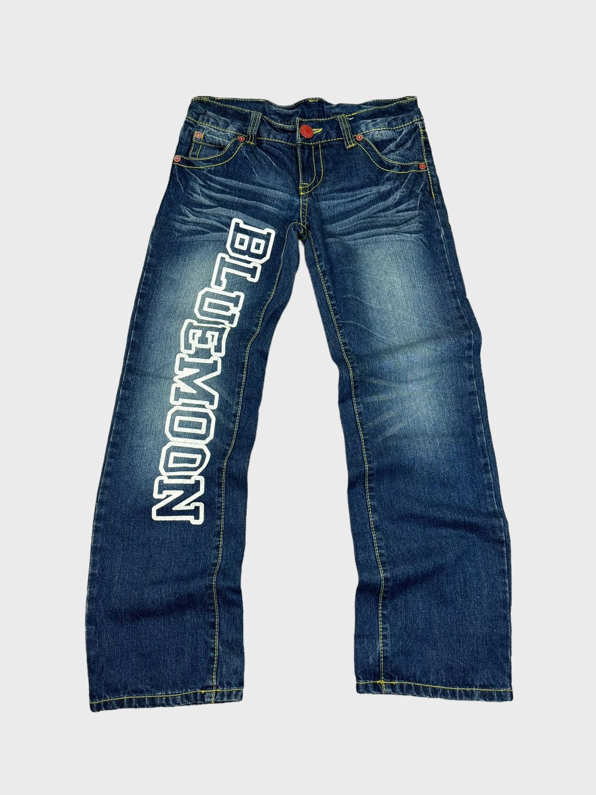 Japanese Brand BLUE MOON BLUE Printed Design Low Rise Denim Pants Size US 30 / EU 46 - 1 Thumbnail