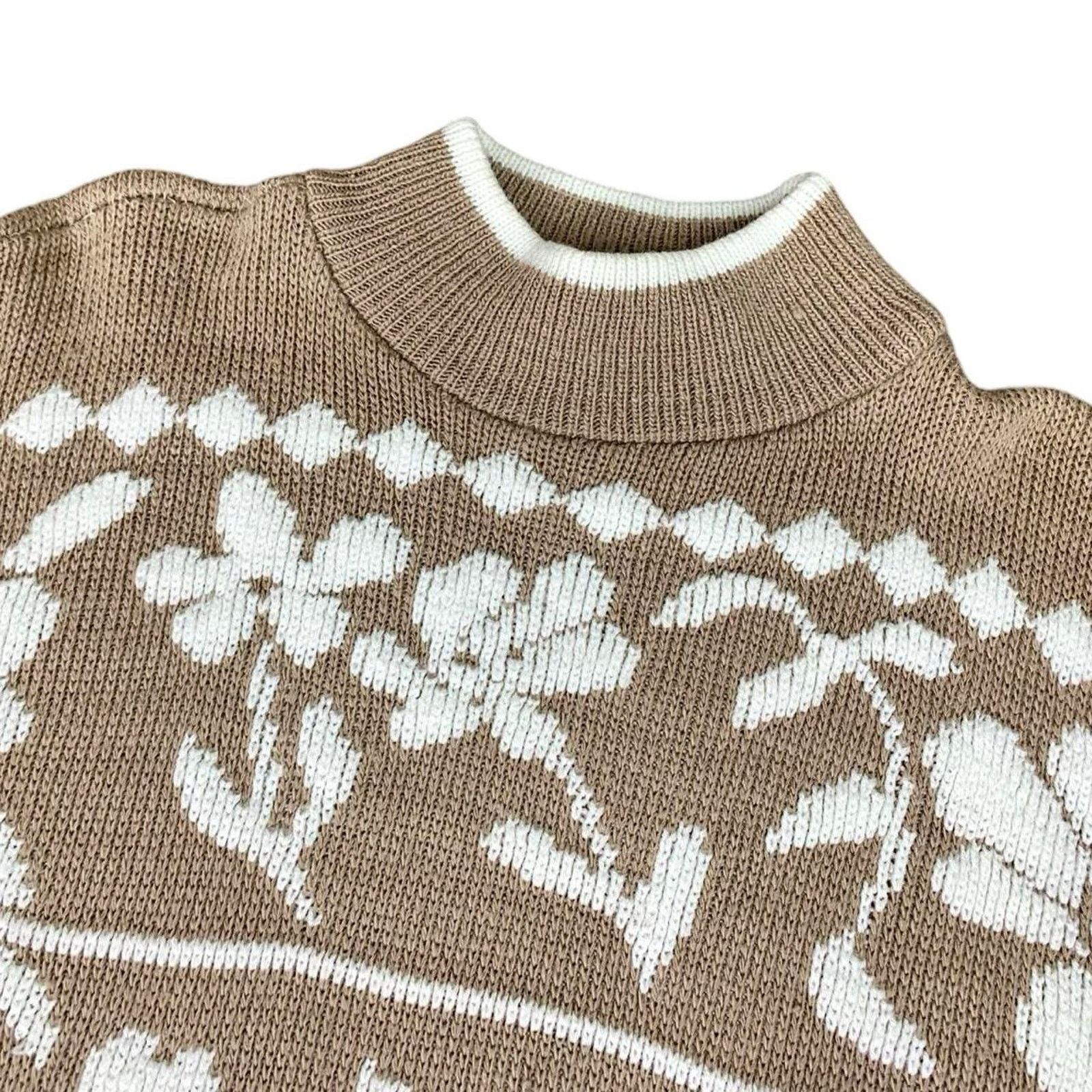Vintage Vintage David Brett Knit Floral Mock Neck Sweater Size L / US 10 / IT 46 - 2 Thumbnail