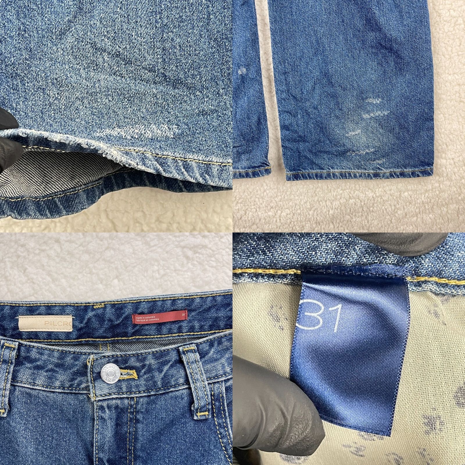 Vintage VINTAGE Anthropologie Pilcro Joey High Rise Straight Jeans Womens 31 Destroyed Denim Size 24" / US 00 / IT 34 - 10 Thumbnail
