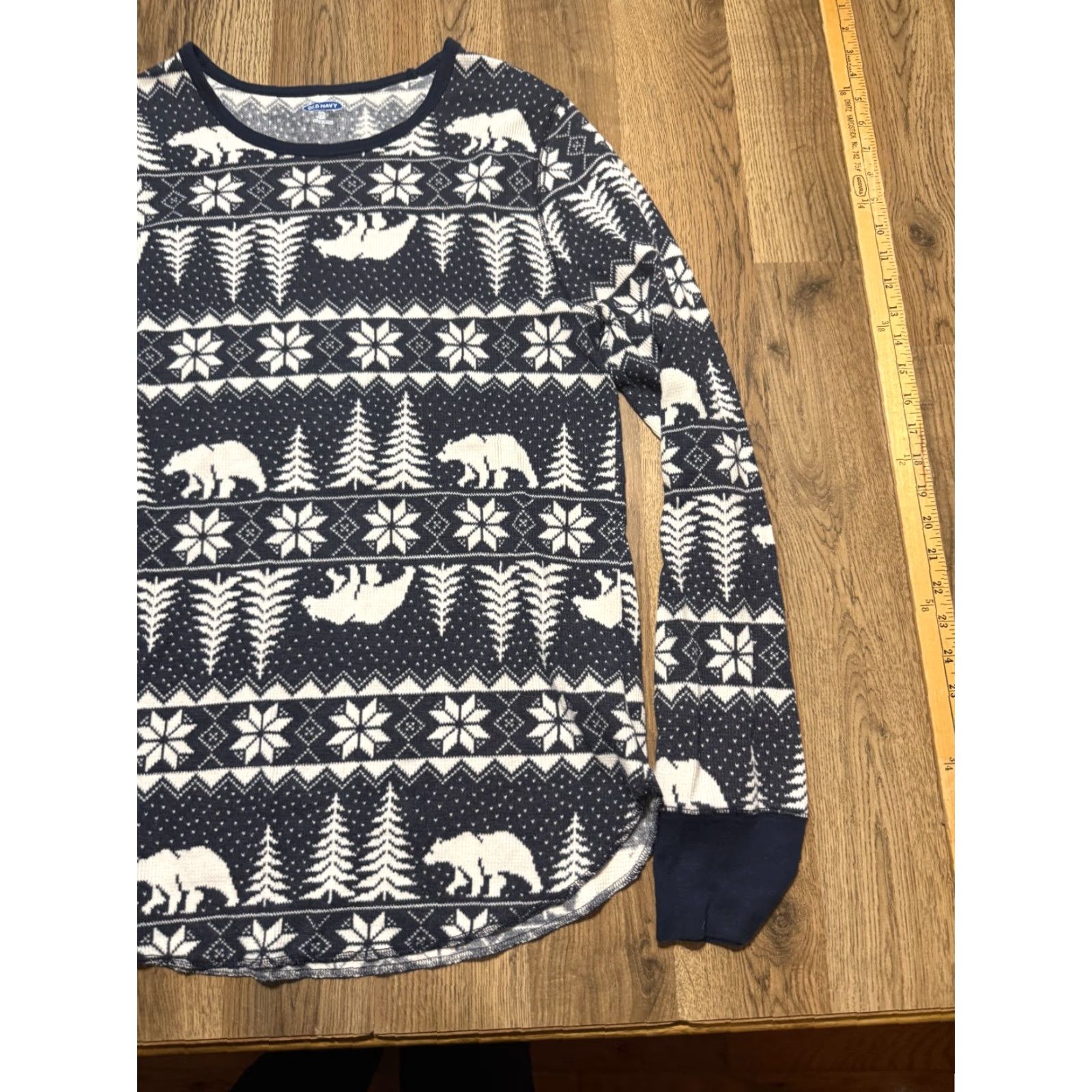 Old Navy VINTAGE Old Navy Shirt Womens 2XL Tall Blue White Long Sleeve Printed Thermal Casual Fall Spring Summer Winter Womens Size XXL / US 16-18 / IT 52-54 - 4 Thumbnail