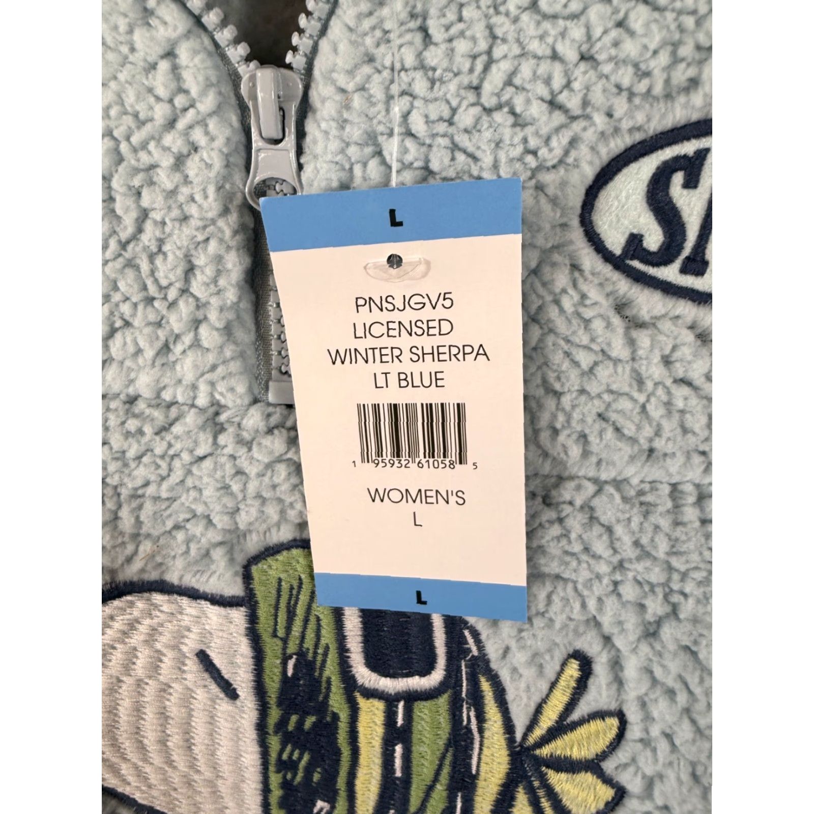 Peanuts VINTAGE Peanuts Snoopy Sweater Women L Light Blue Winter Sherpa Quarter-Zip Pullover NWT Size L / US 10 / IT 46 - 7 Thumbnail