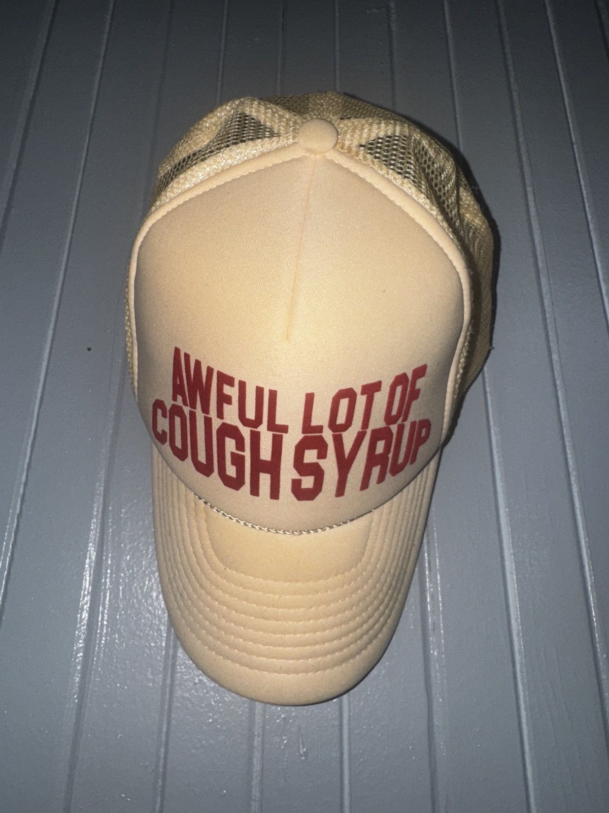 Awful Lot of Cough Syrup Awful Lot of Cough Syrup Trucker Hat Off White Red Size ONE SIZE - 2 Thumbnail