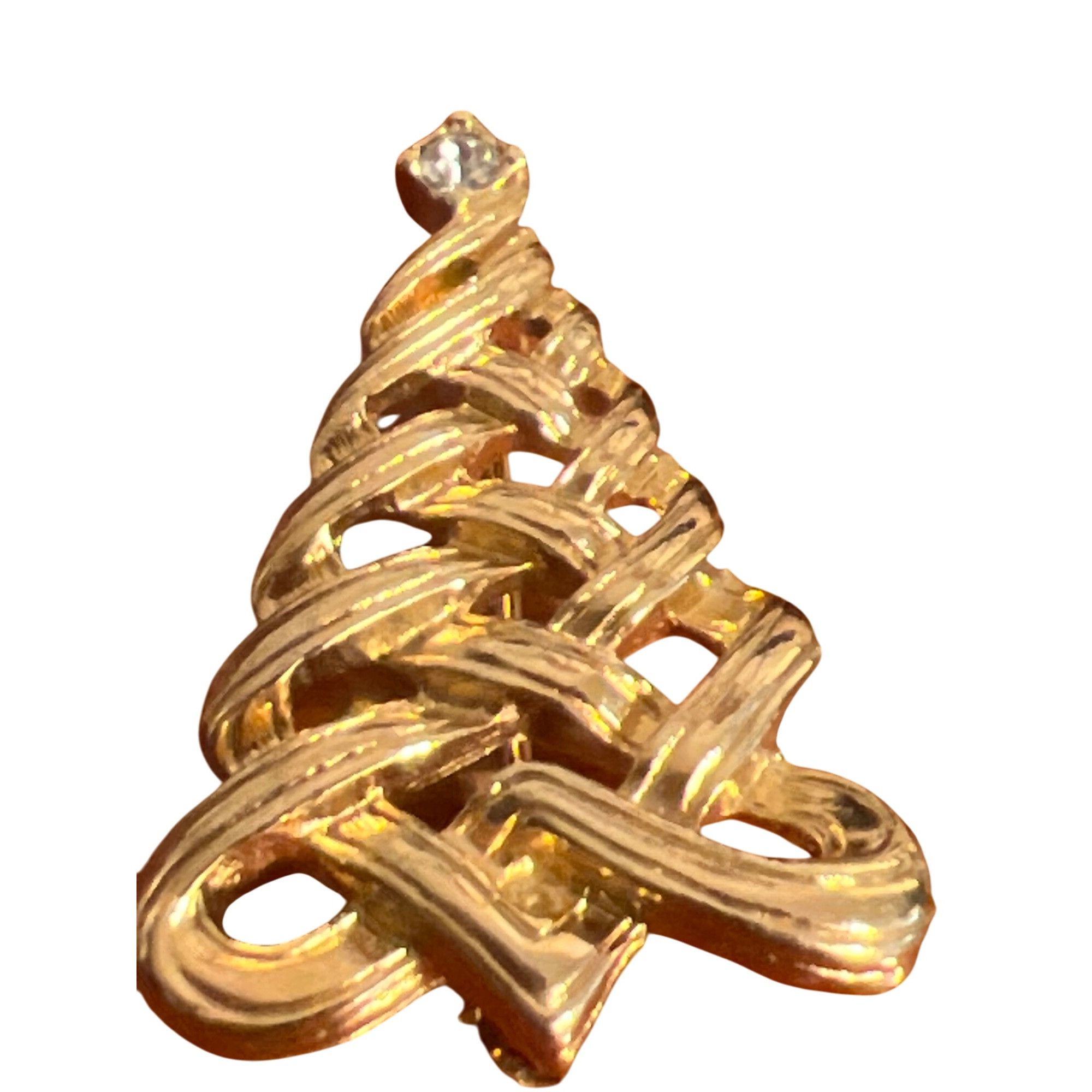 Other Vintage 80s Avon Christmas Tree Pin Brooch Rhinestone Gold T Size ONE SIZE - 2 Thumbnail