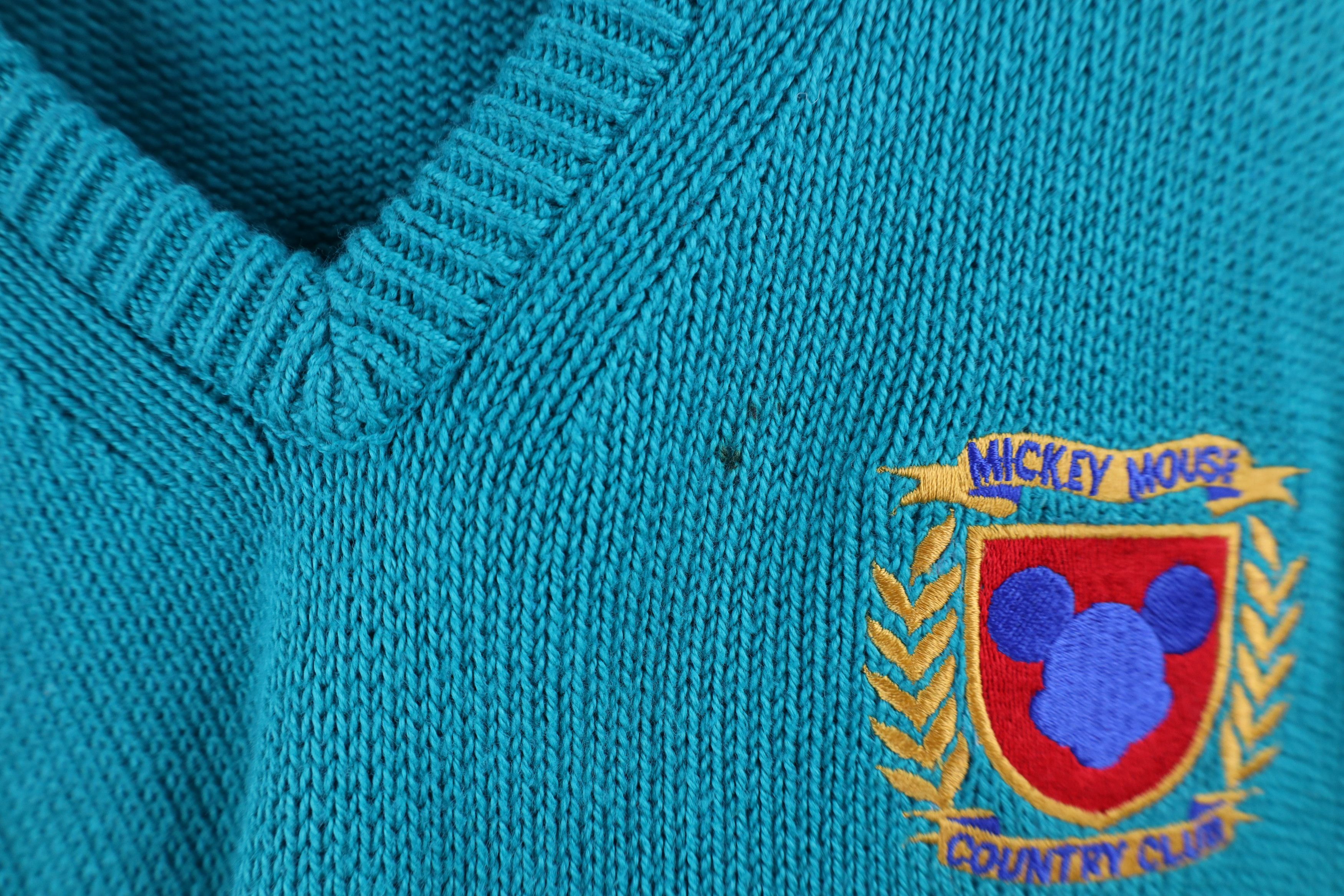 Disney × Vintage Vintage 90s Disney Mickey Mouse Country Sweater Teal USA Size US S / EU 44-46 / 1 - 5 Thumbnail