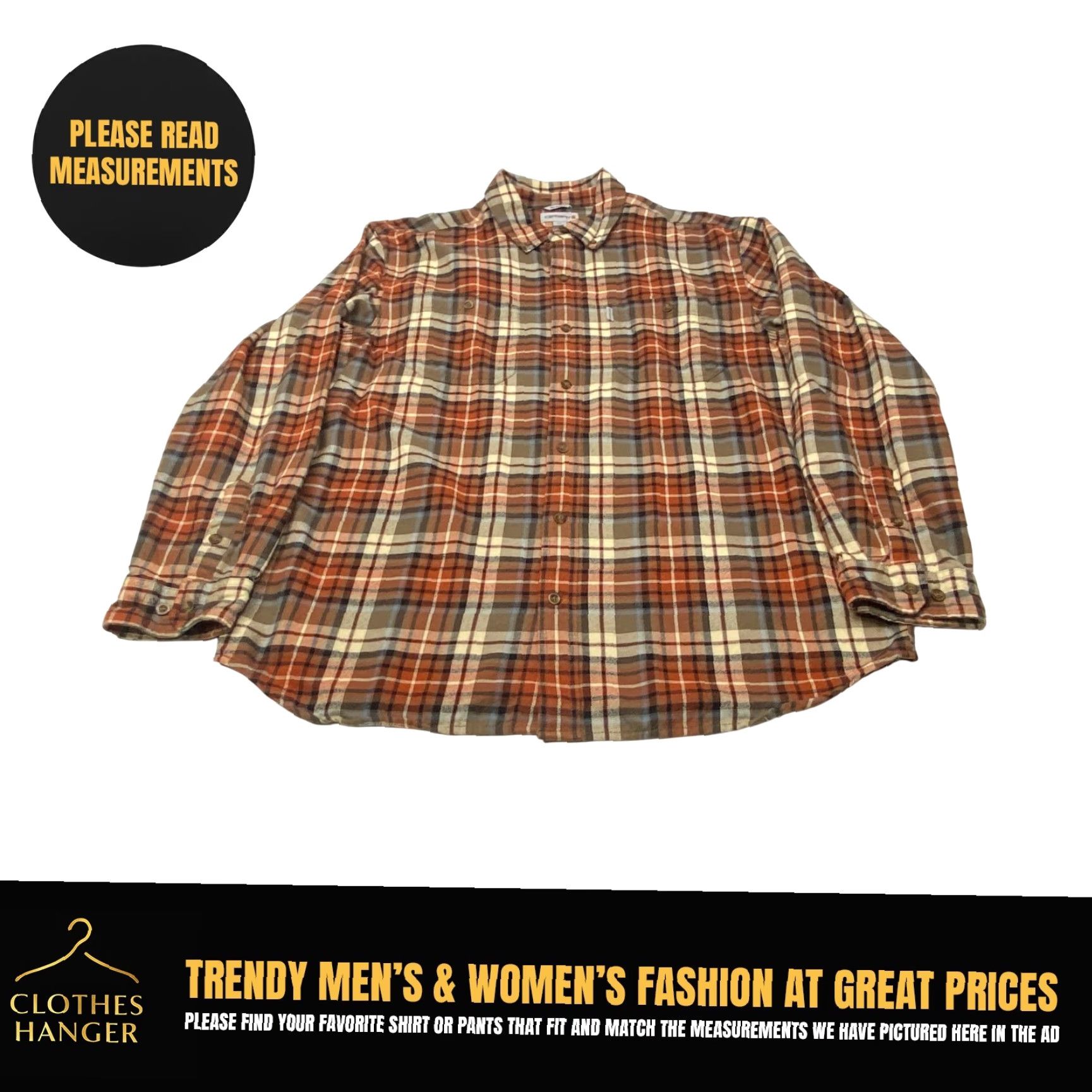 Carhartt VINTAGECarhartt Flannel Shirt Mens XL Brown Relaxed Fit Plaid Button Up Cotton 102217 Size US XL / EU 56 / 4 - 2 Thumbnail