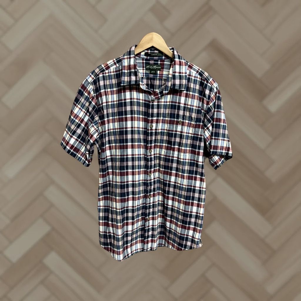Eddie Bauer Eddie Bauer Button-Up Plaid Flannel Shirt Mens L Blue Multicolor Cotton Classic Fit Pocketed Button-Down Casual 25in Pit 31in Length Size US L / EU 52-54 / 3 - 1 Thumbnail