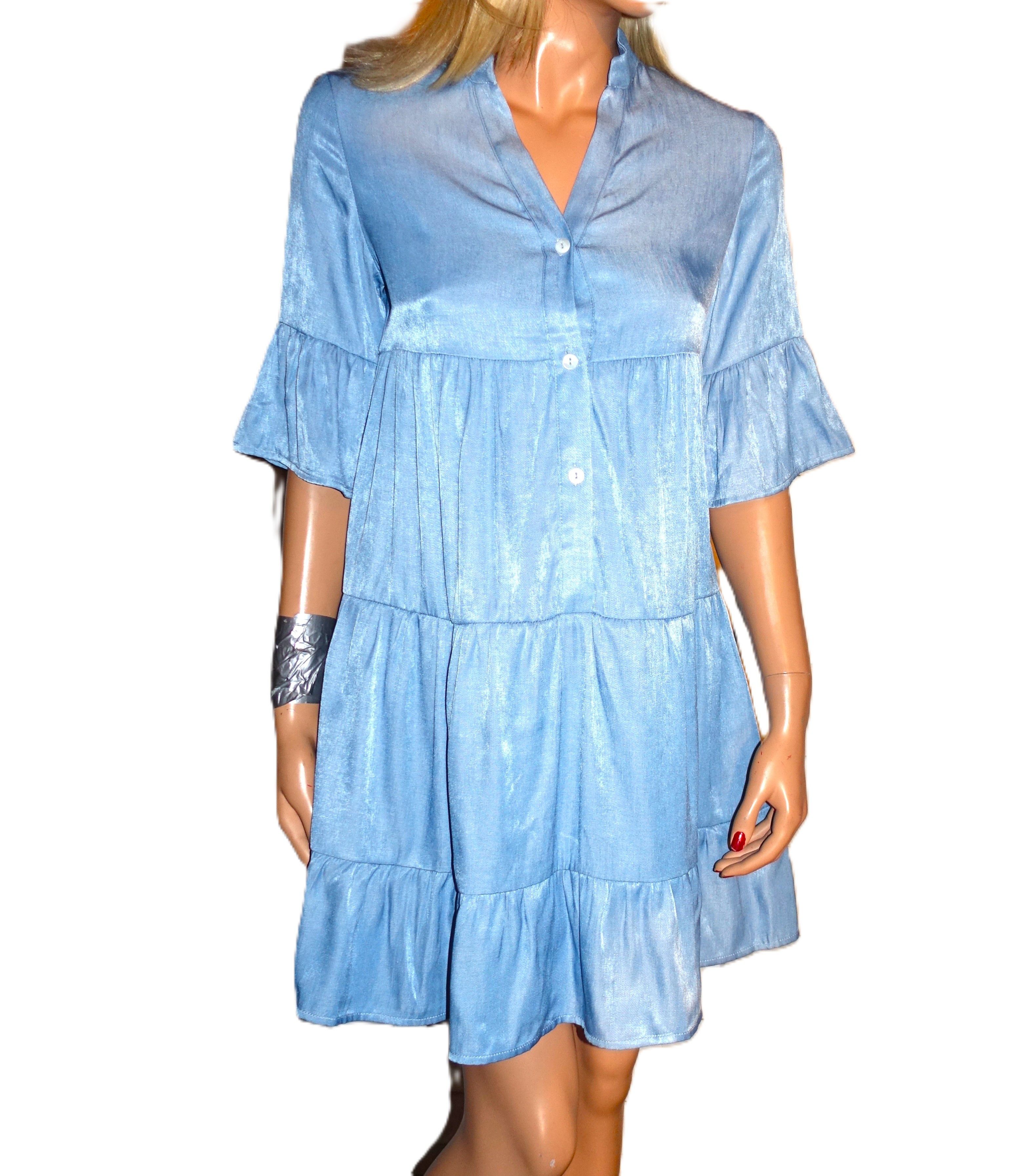 Other Cupshe Light Blue Tiered Ruffle Dress XS NWT Size XS / US 0-2 / IT 36-38 - 1 Thumbnail