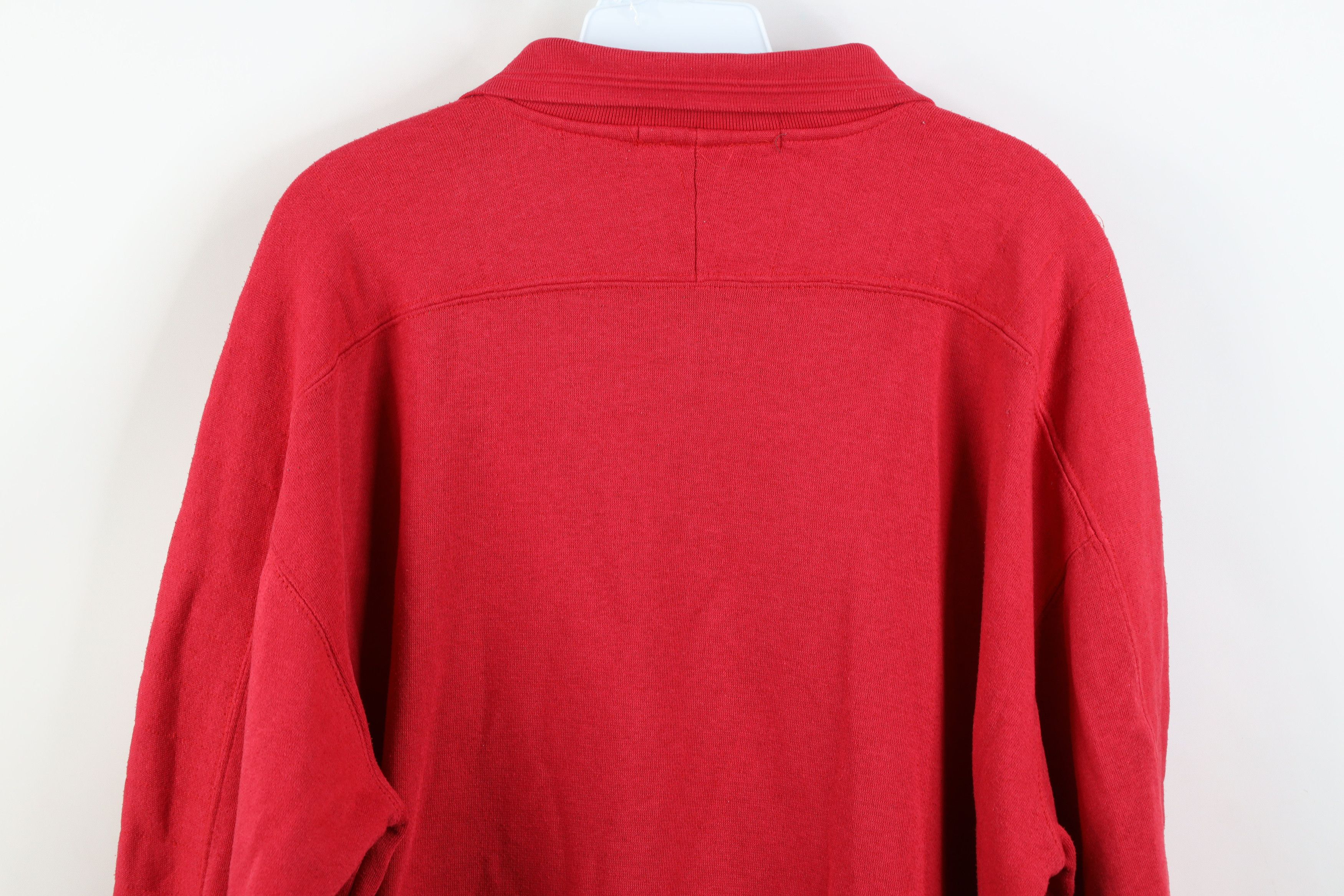 Vintage Vintage 90s Streetwear Faded Heavy Collared Sweatshirt Red Size US L / EU 52-54 / 3 - 14 Thumbnail