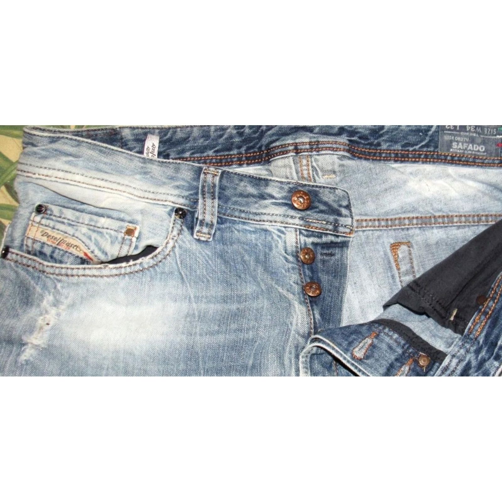 Diesel DIESEL Safado Denim Jeans Button Fly Slim Fit 34 x 32 Men Blue 34x32 Mens Jeans Size US 34 / EU 50 - 6 Thumbnail
