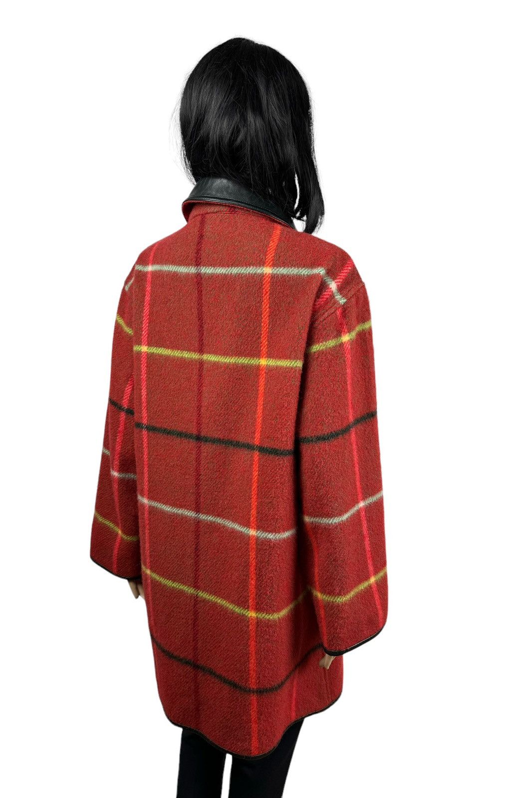 Nina Ricci × Vintage Nina Ricci Vintage Check Wool Coat Leather Trim size 38 Size S / US 4 / IT 40 - 10 Thumbnail
