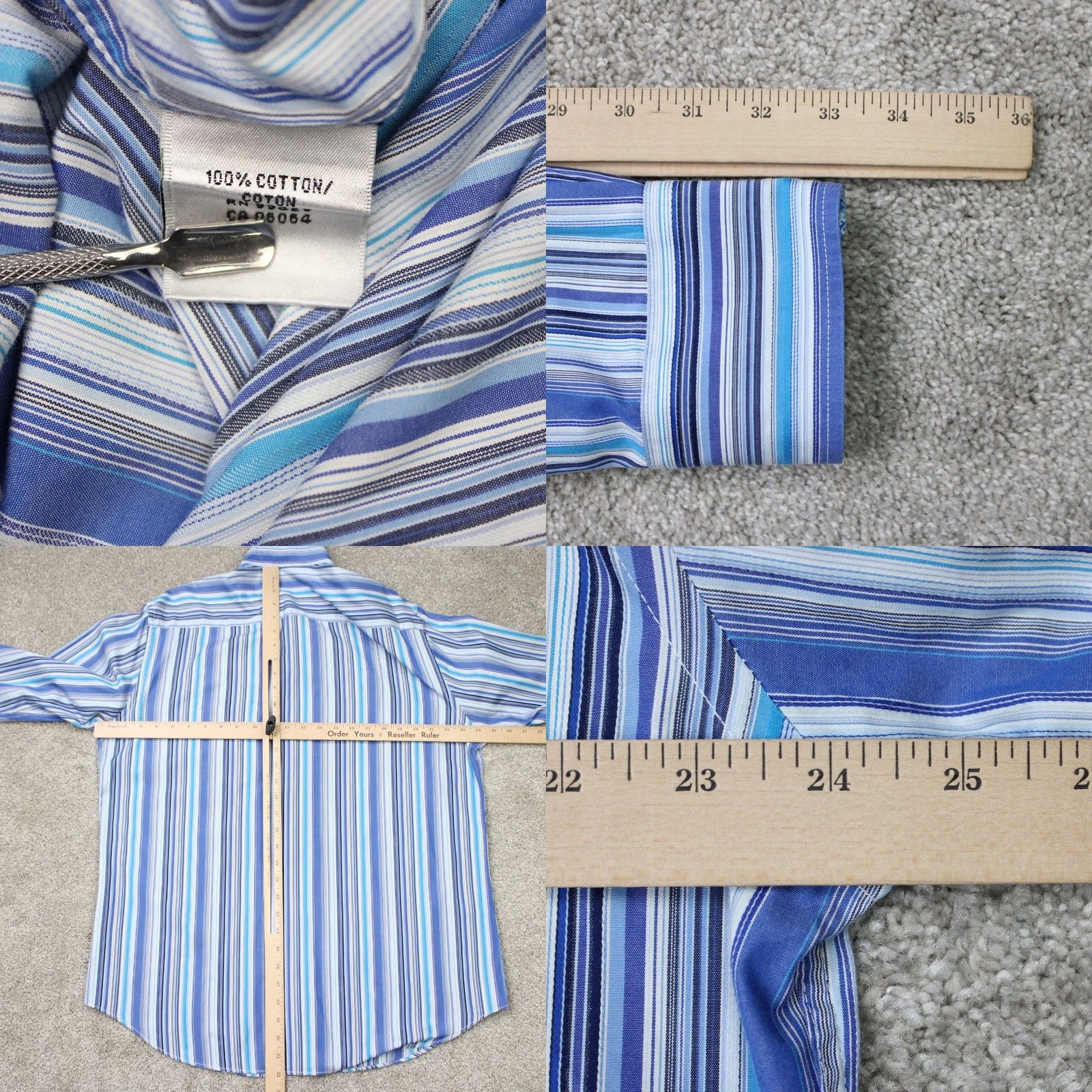 BUGATCHI Bugatchi Uomo Button-Up Shirt Mens XL Blue Striped Cotton Long Sleeve Relaxed Fit Button-Down Shirt Size US XL / EU 56 / 4 - 8 Thumbnail