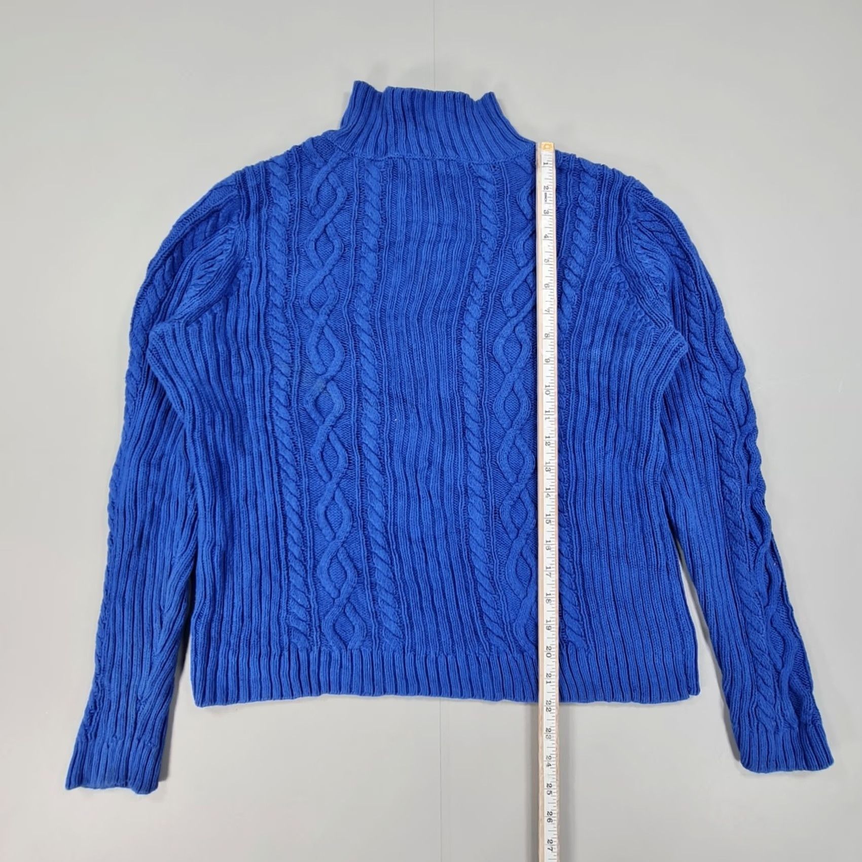 Chaps CHAPS Jumper Blue Large Cable Knit Cotton Half Zip Mock Neck Womens L Pullover City Style Mens Womens Girls Size L / US 10 / IT 46 - 6 Thumbnail