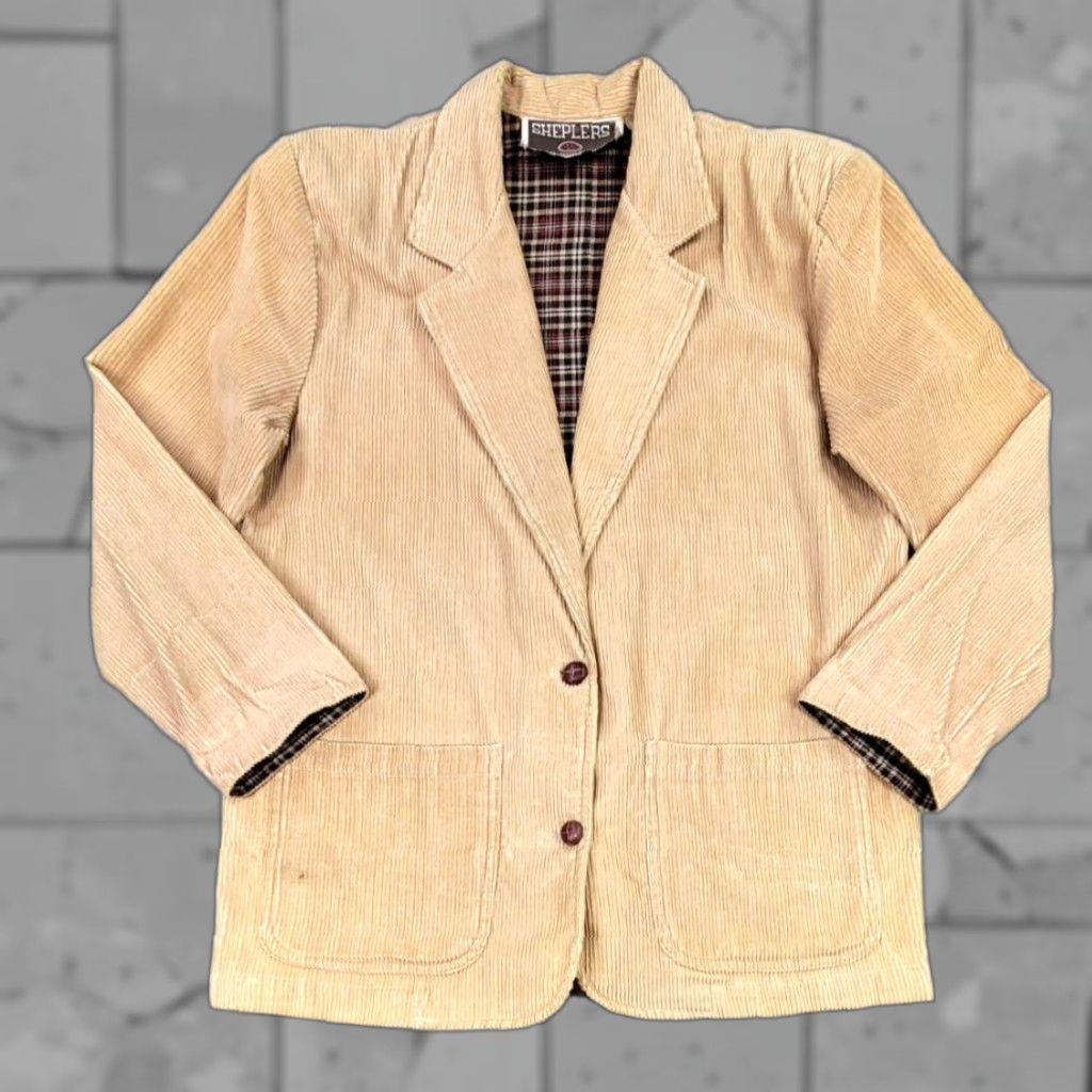 Vintage VINTAGE Sheplers Beige Corduroy Western Jacket - Sz S - Plaid Lined - Women's Casual Southwestern Western Coat with Fringe and Pockets Size S / US 4 / IT 40 - 1 Thumbnail