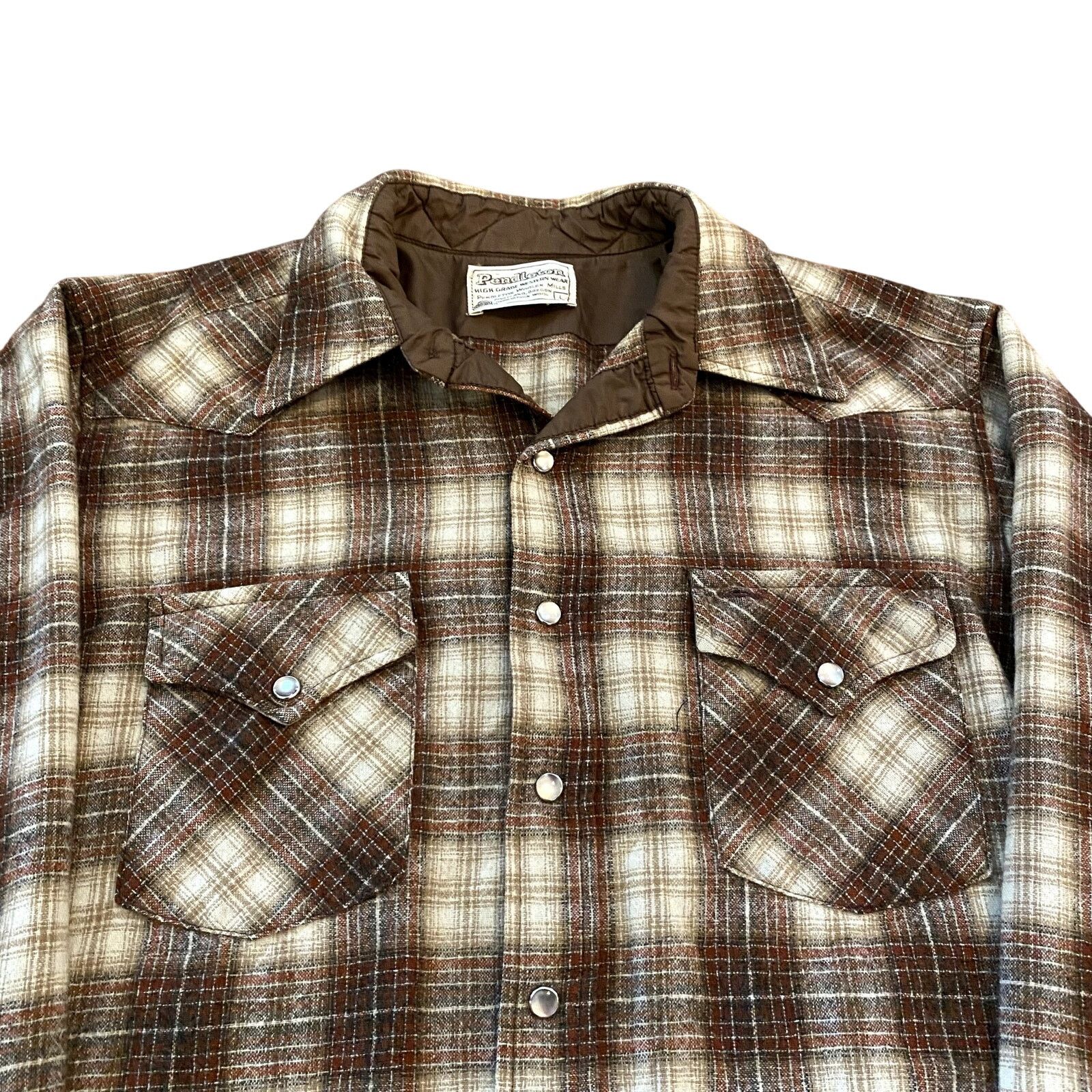 Pendleton × Vintage Vintage Pendleton Plaid High Grade Western Pearl Snap Shirt Size US L / EU 52-54 / 3 - 3 Thumbnail