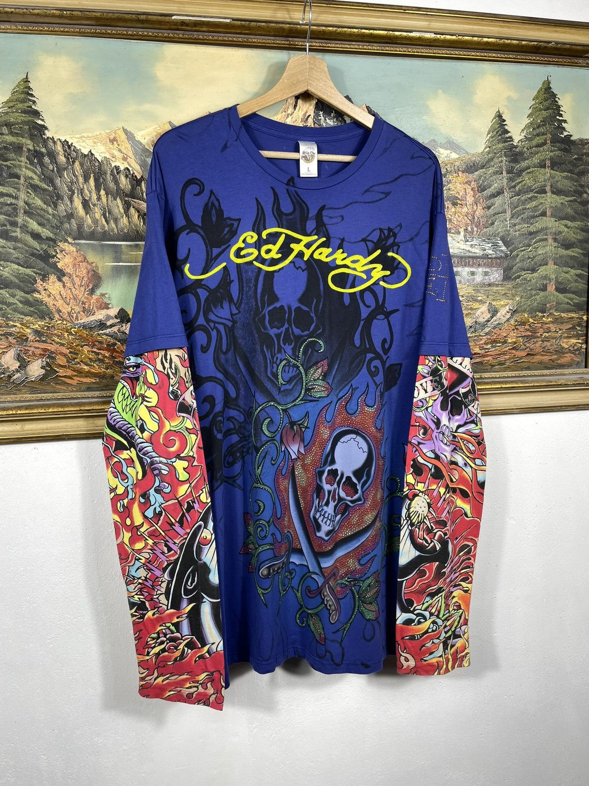 Ed Hardy × Sex Skateboards × Vintage Ed Hardy Retro 00s Baggy Loose Tee Sweatshirt Grunge Cyber Size L / US 10 / IT 46 - 4 Thumbnail