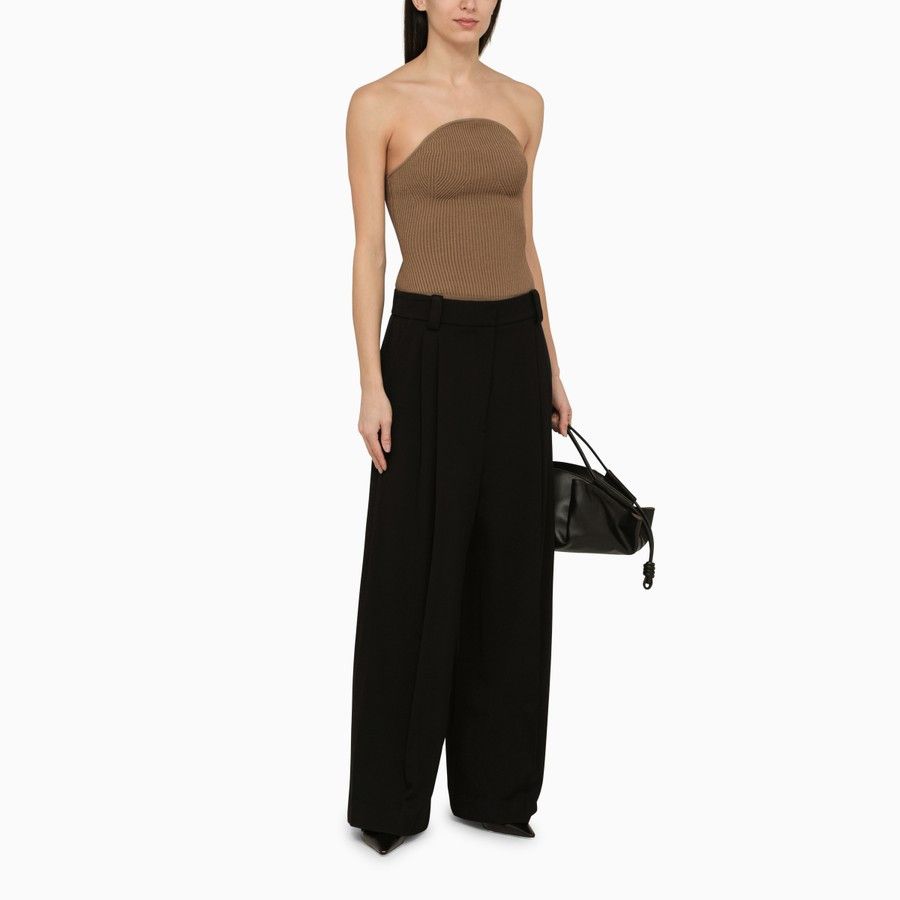 KHAITE o1d2blof0824 Wool-Blend Palazzo Trousers in Black Size 28" / US 6 / IT 42 - 2 Thumbnail