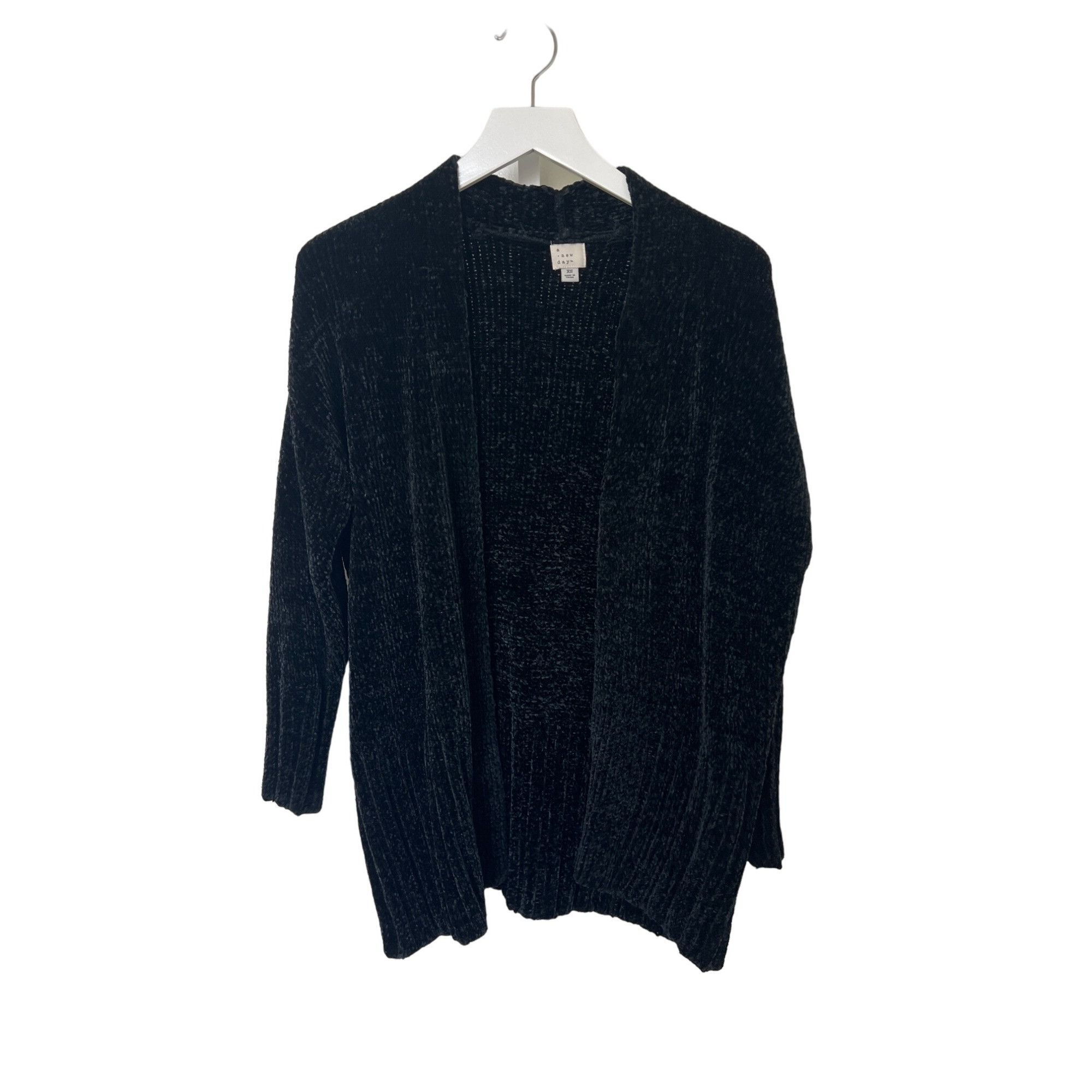 Other A New Day Black Chenille Open-Front Cardigan Size XS / US 0-2 / IT 36-38 - 2 Thumbnail