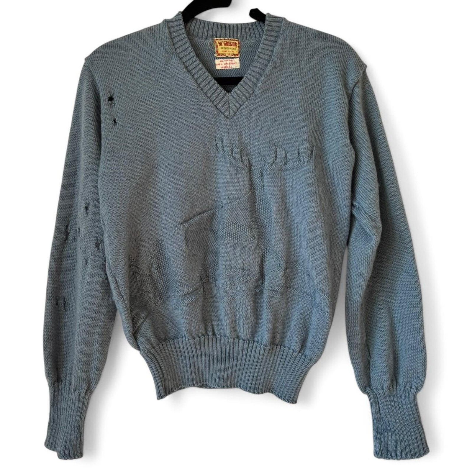 McGregor Vintage McGregor Sportswear Elk Knit V-Neck Sweater 38 70s Size S / US 4 / IT 40 - 2 Thumbnail