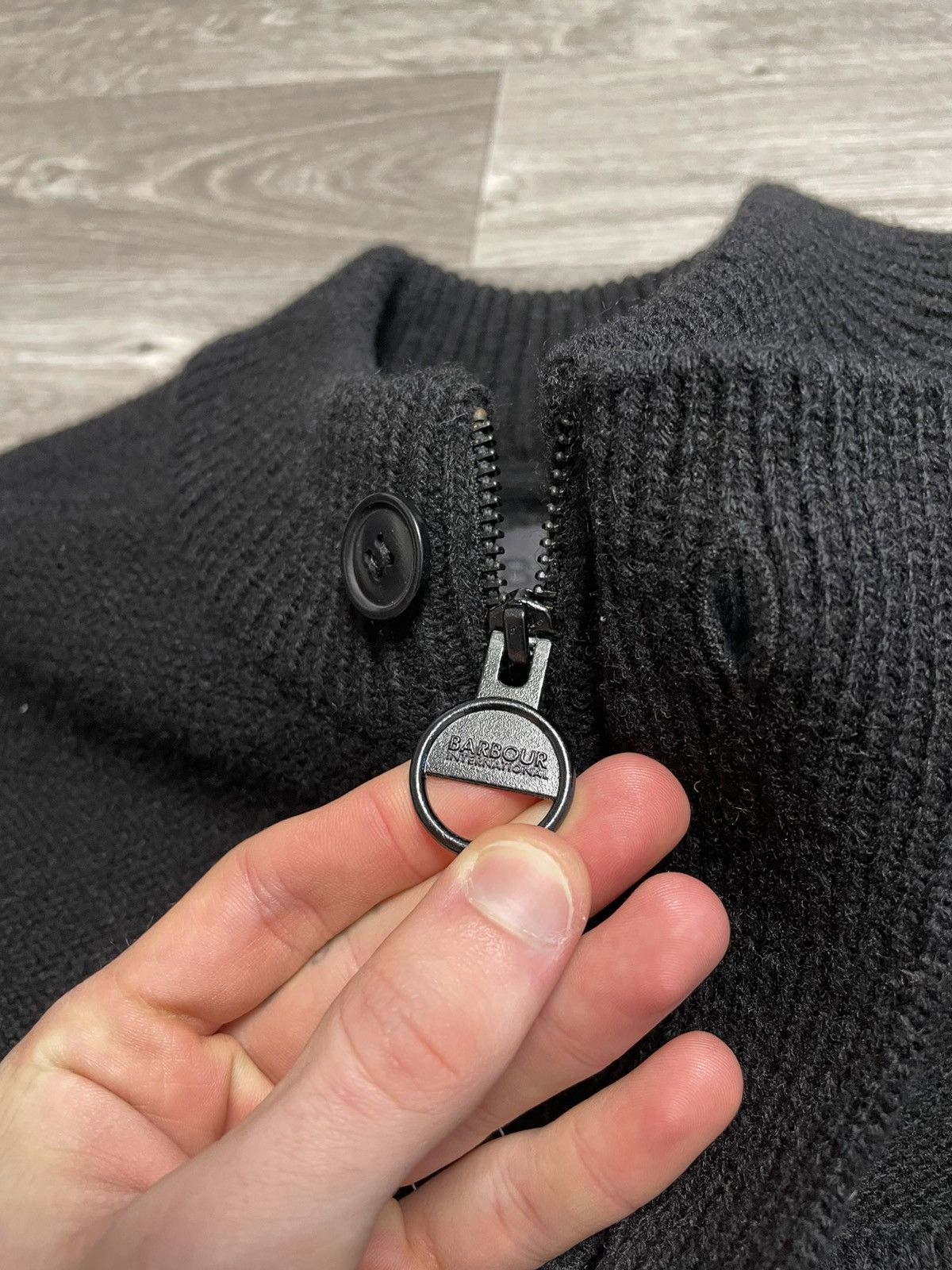 Barbour Vintage Barbour Black Wool Half Zip Button-Up Sweater Size US M / EU 48-50 / 2 - 8 Thumbnail