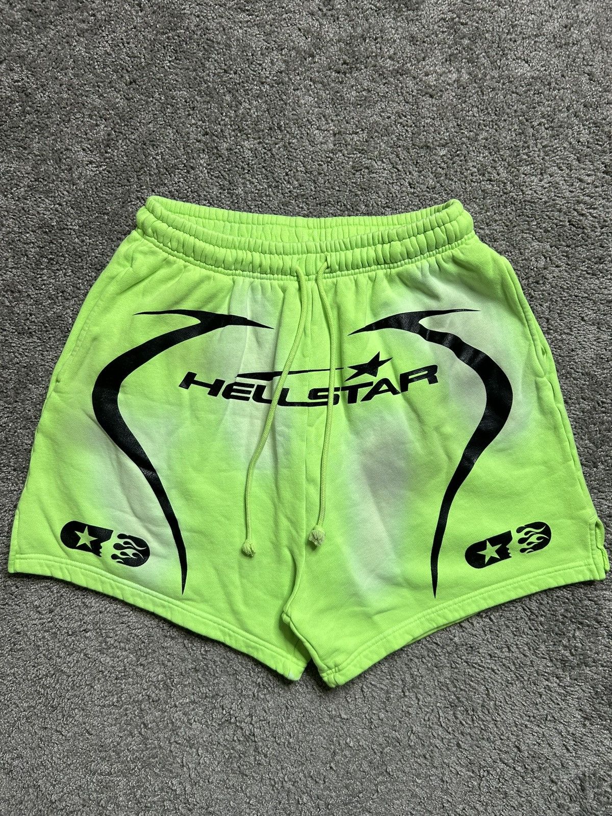 Hellstar Flame Sweat Shorts Green Slime USA